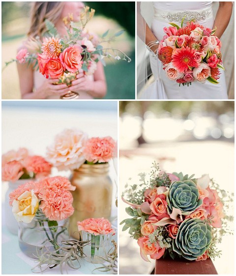 coral bridesmaid flowers
