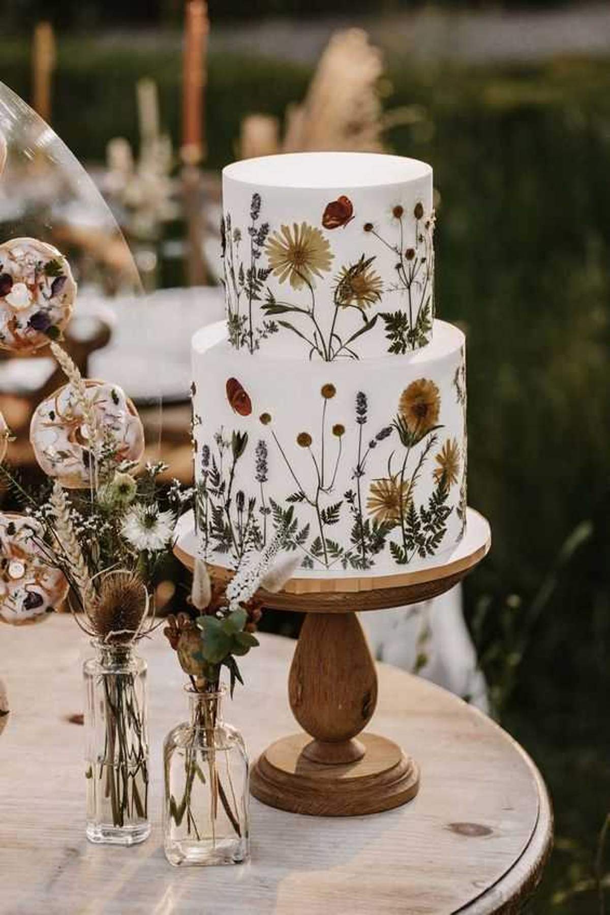 boho wedding cake - rustic boho wedding cake - two tier boho wedding cake