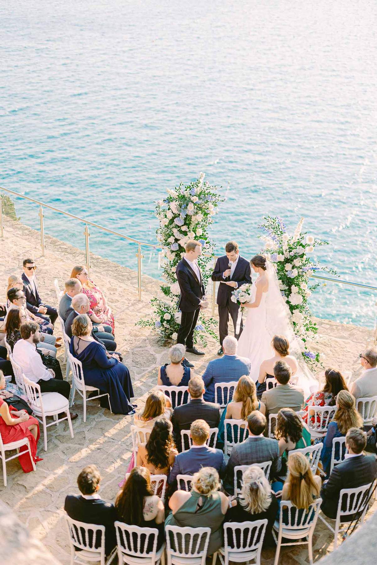 Wedding ceremony with white roses