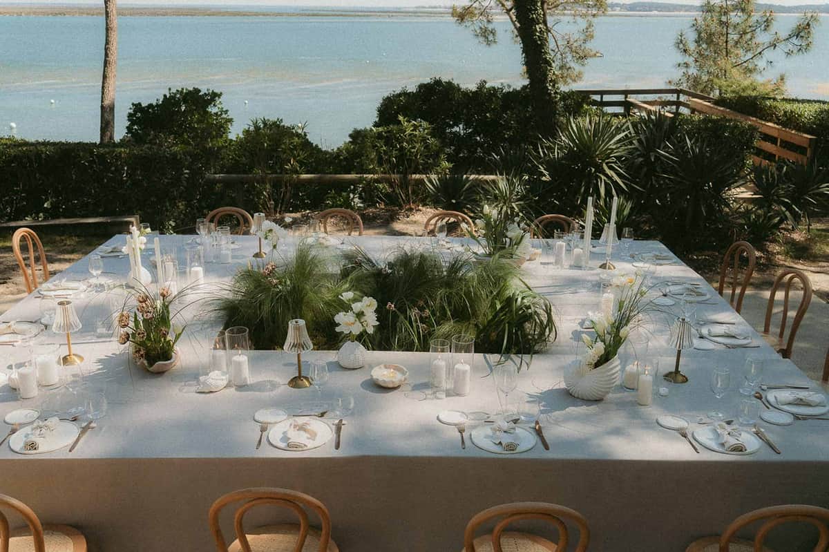 Calla Lilies and Dove-Grey Linen at Demeure du Siecle, Cap Ferret