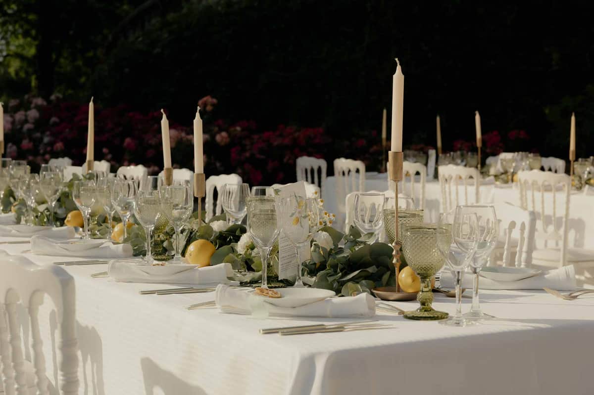 Wedding table centerpiece with candles