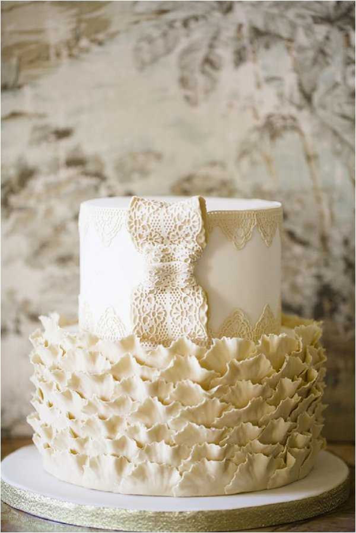 white ruffle cake
