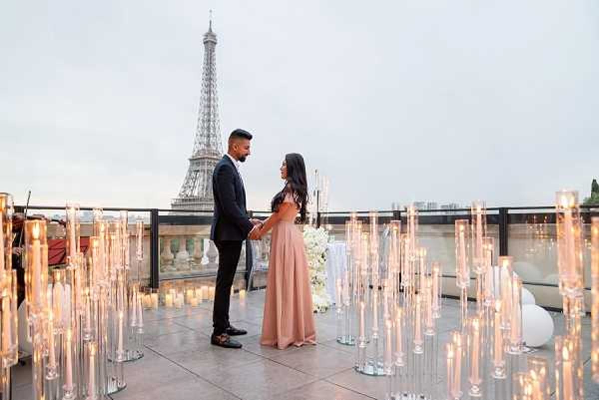 A Rooftop Proposal with Eiffel Tower Views at the Shangri-La Paris
