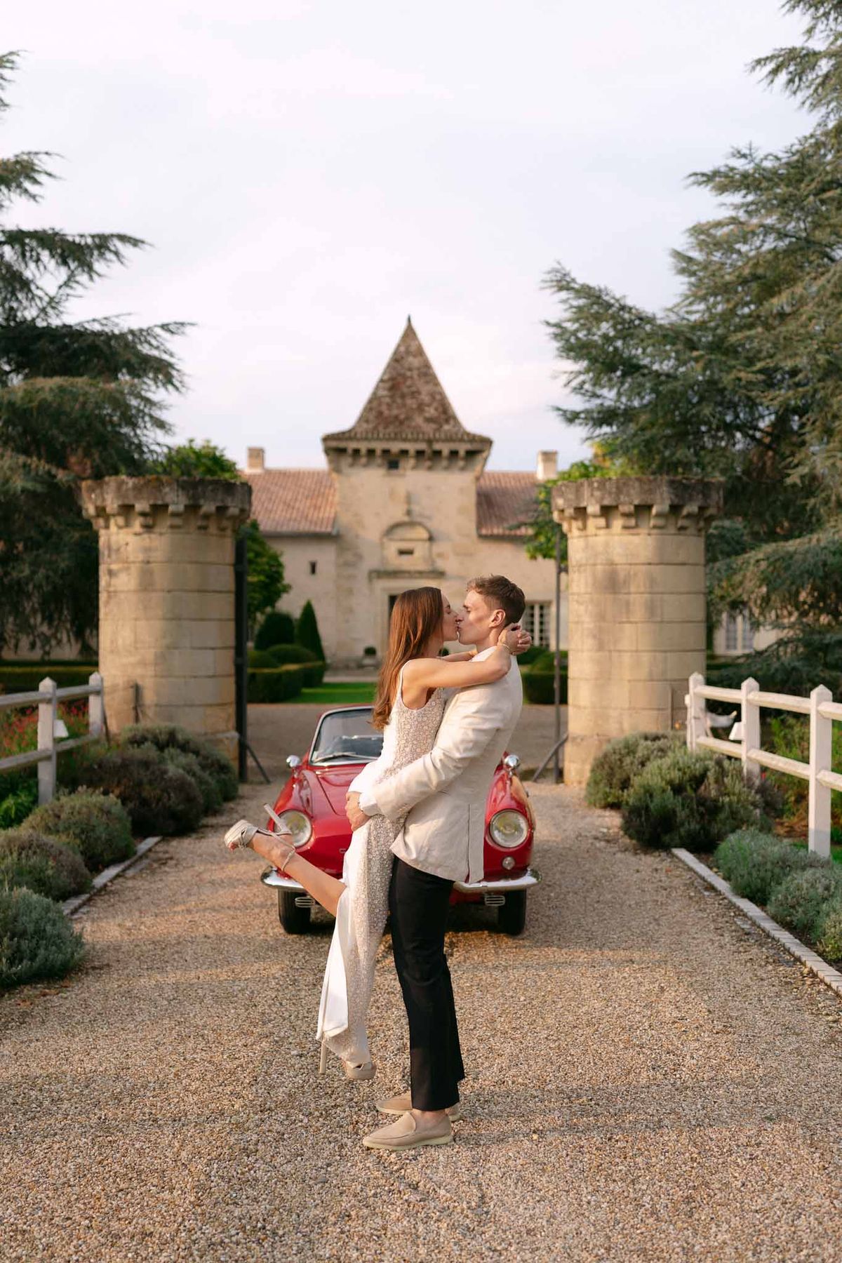 Bride and groom kissing