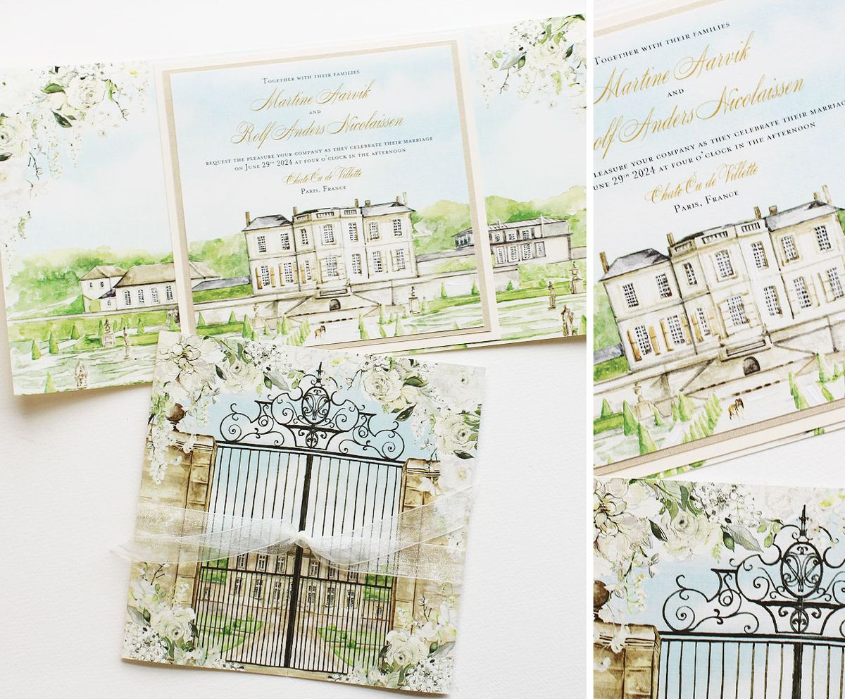 french chateau wedding invitations