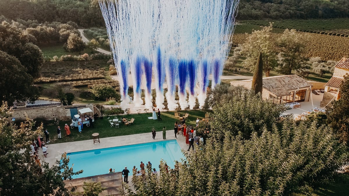 Wedding cocktail hour at a vineyard