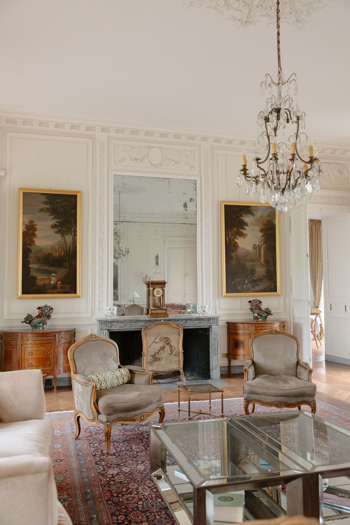 Grand salon interior at Chateau de Courtomer, Normandy