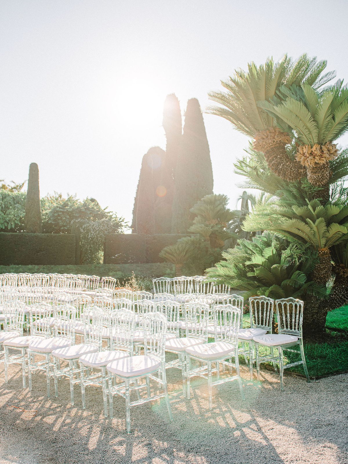 Wedding ceremony setup in a garden