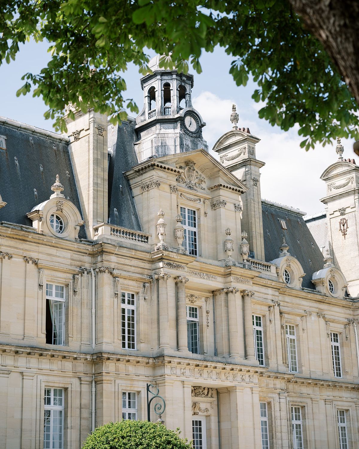 Clock tower detail at Chateau Saint-Martin-du-Tertre