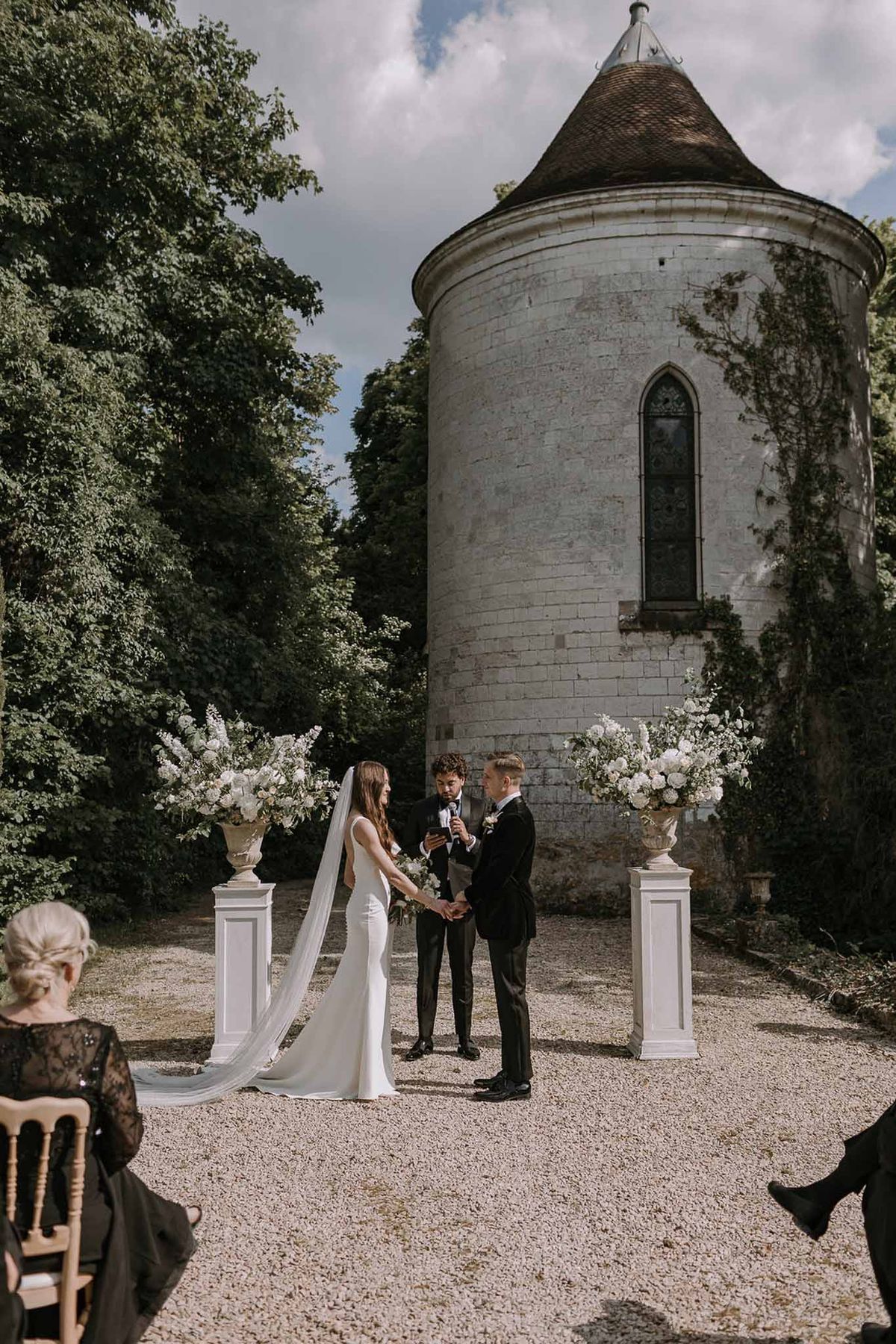 Wedding ceremony with white roses