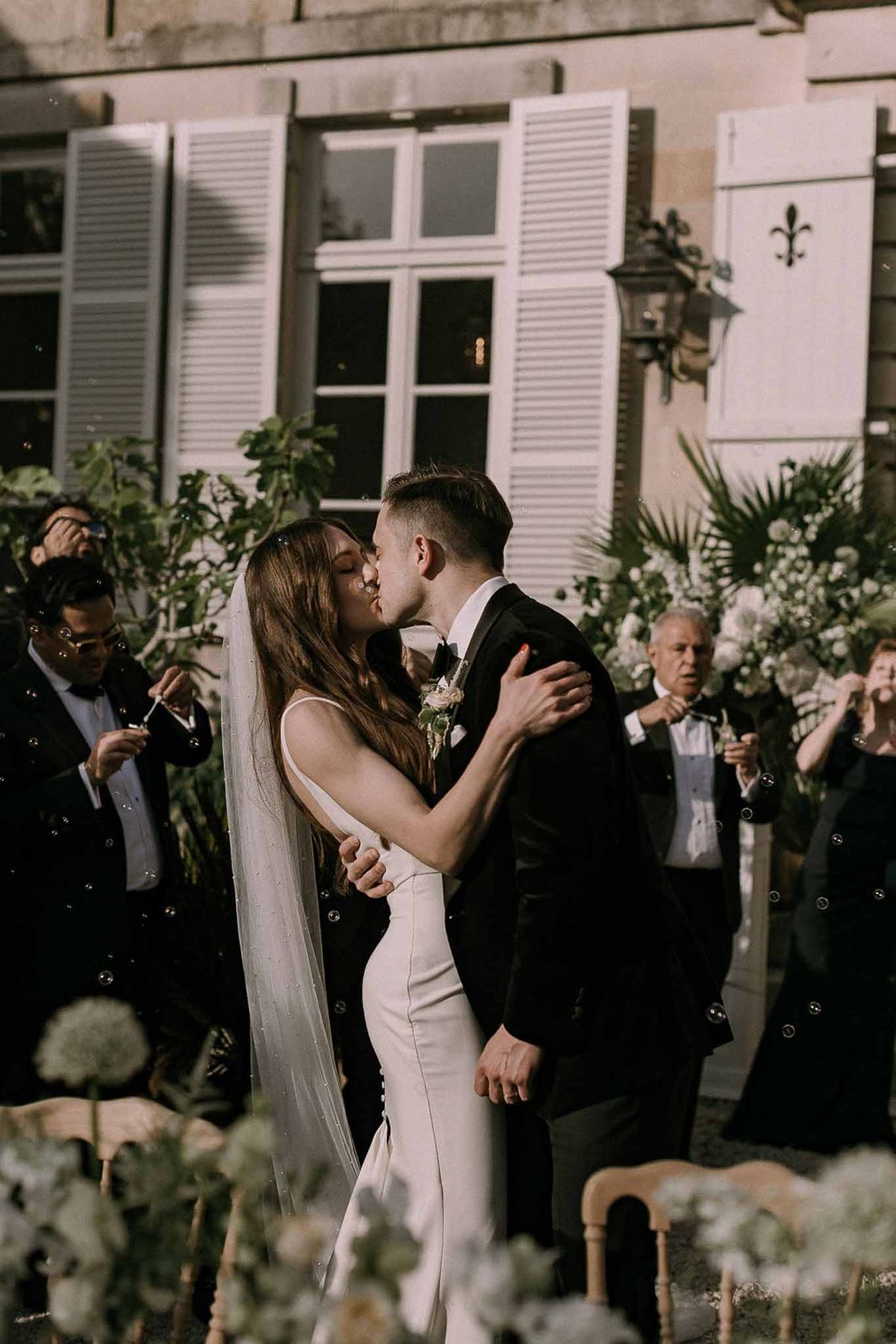 Wedding ceremony with white roses
