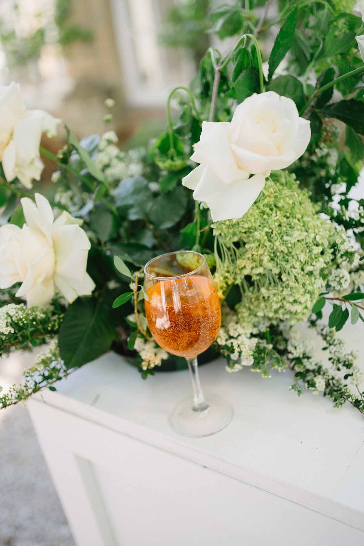 Wedding cocktail hour in a garden
