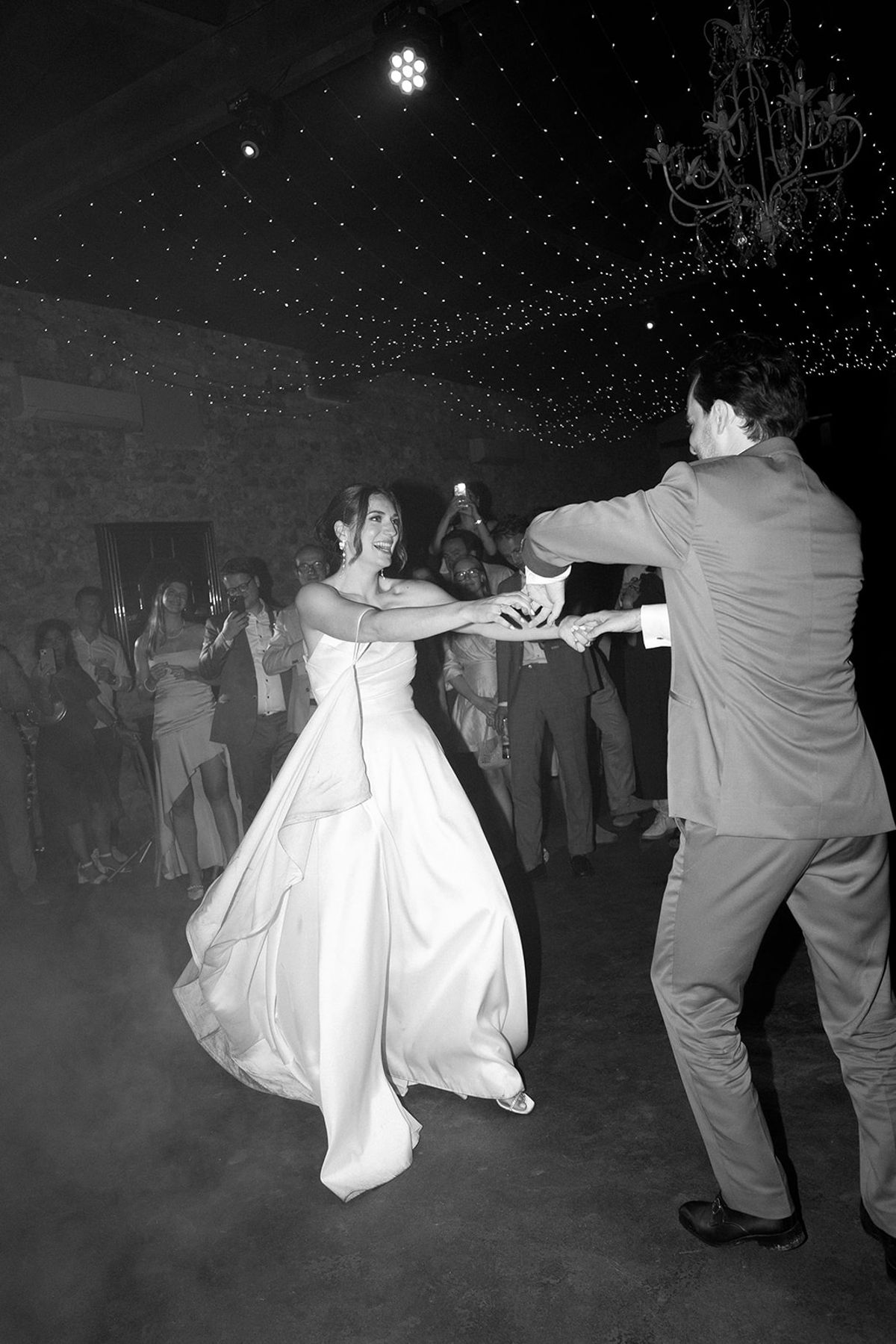 Couple first dance under fairy lights at Les Domaines de Patras, Provence