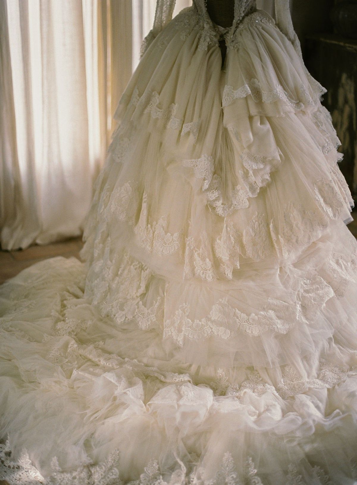 detail of Sally Bean Couture lace skirt at La Bastide de Laurence, Provence