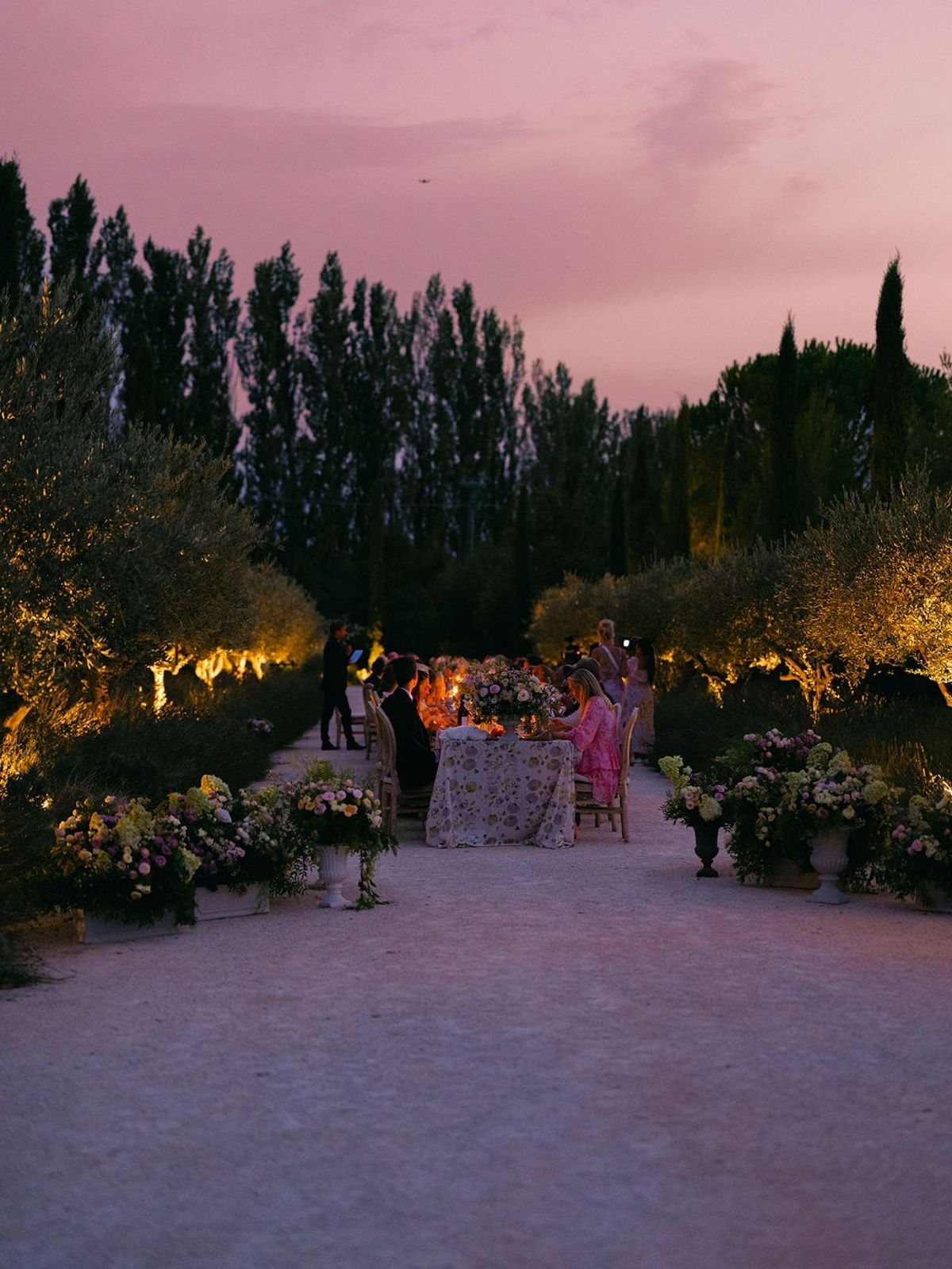night-time toast at the long table at La Bastide de Laurence, Provence