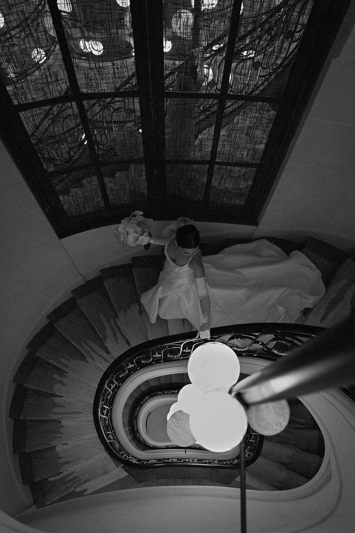Black and white photo of bridal portrait