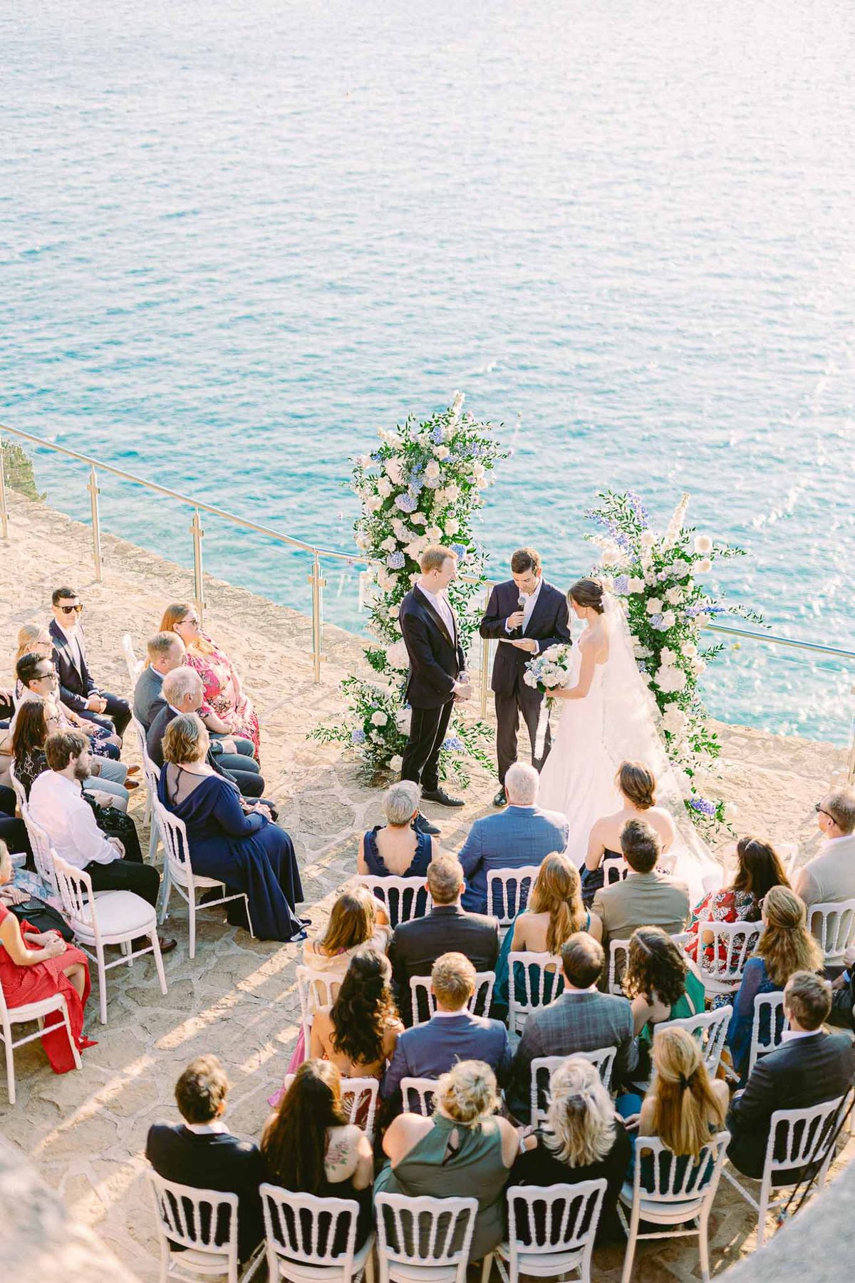 Wedding ceremony with white roses