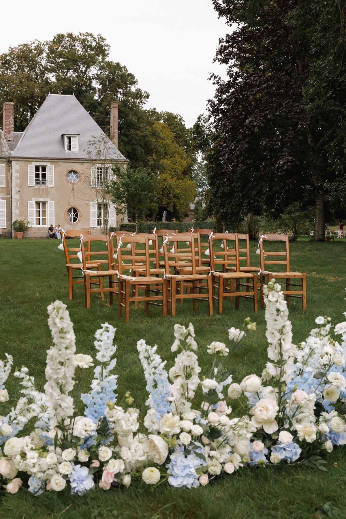 Wedding ceremony setup with white roses