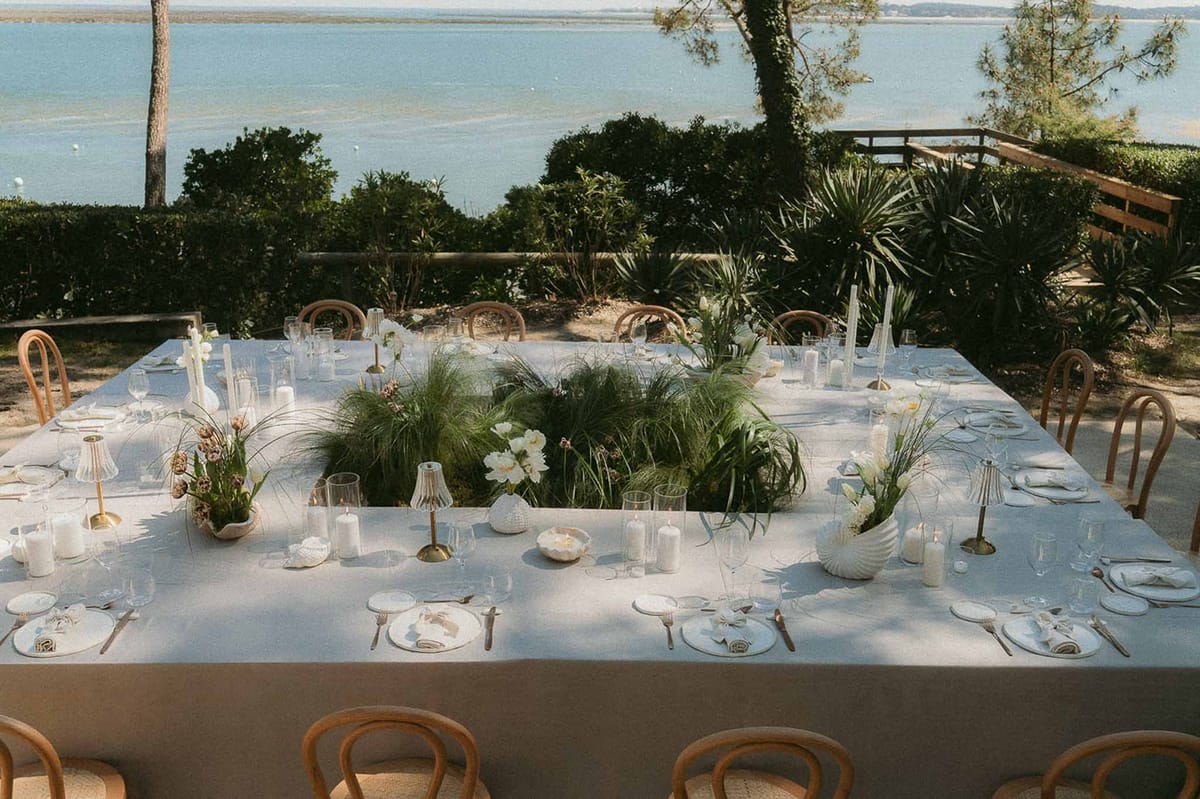 Calla Lilies and Dove-Grey Linen at Demeure du Siecle, Cap Ferret