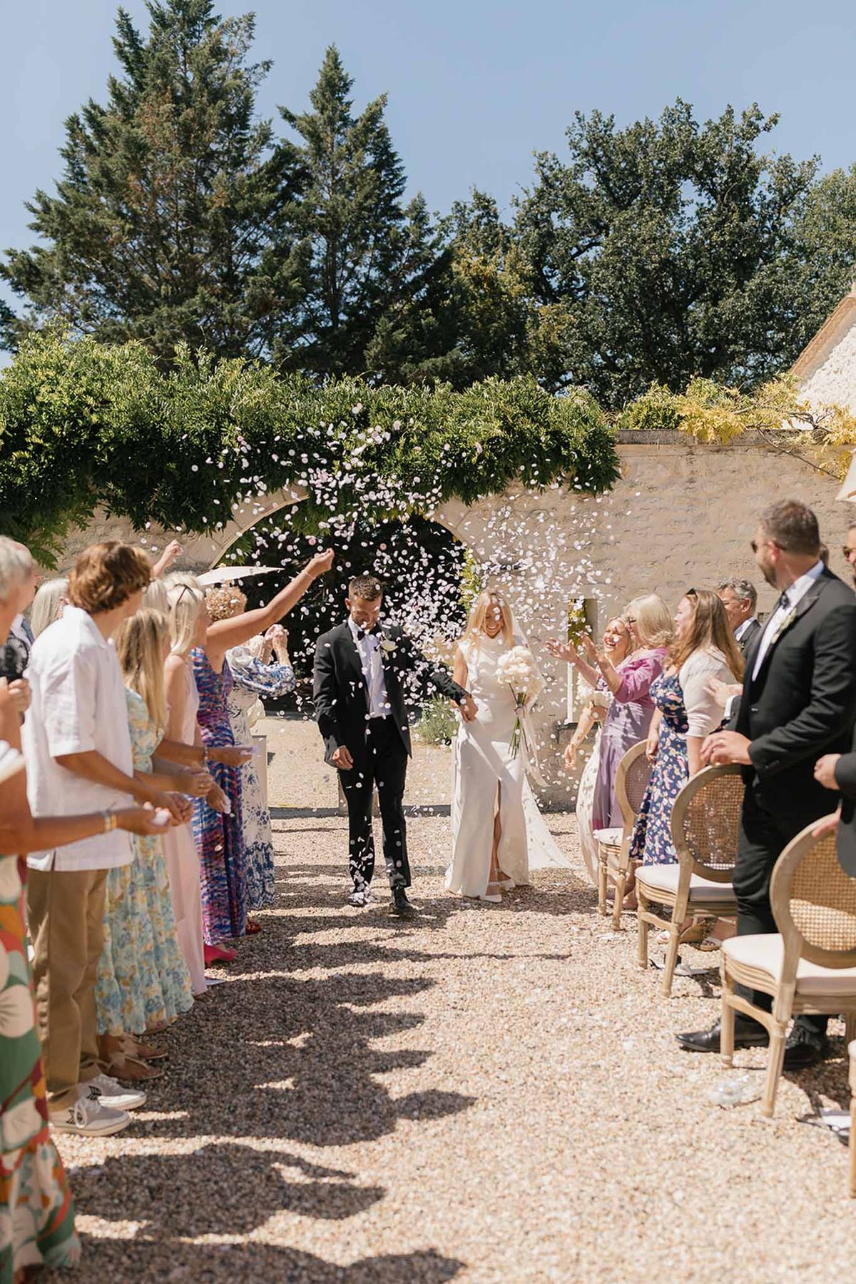 Chalk White Linen and Poolside Music at Chateau Lacanaud, Dordogne