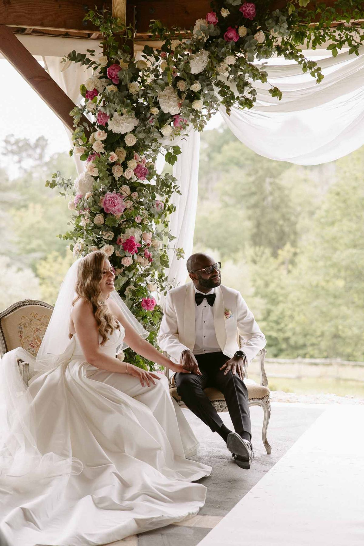 Wedding ceremony with white roses