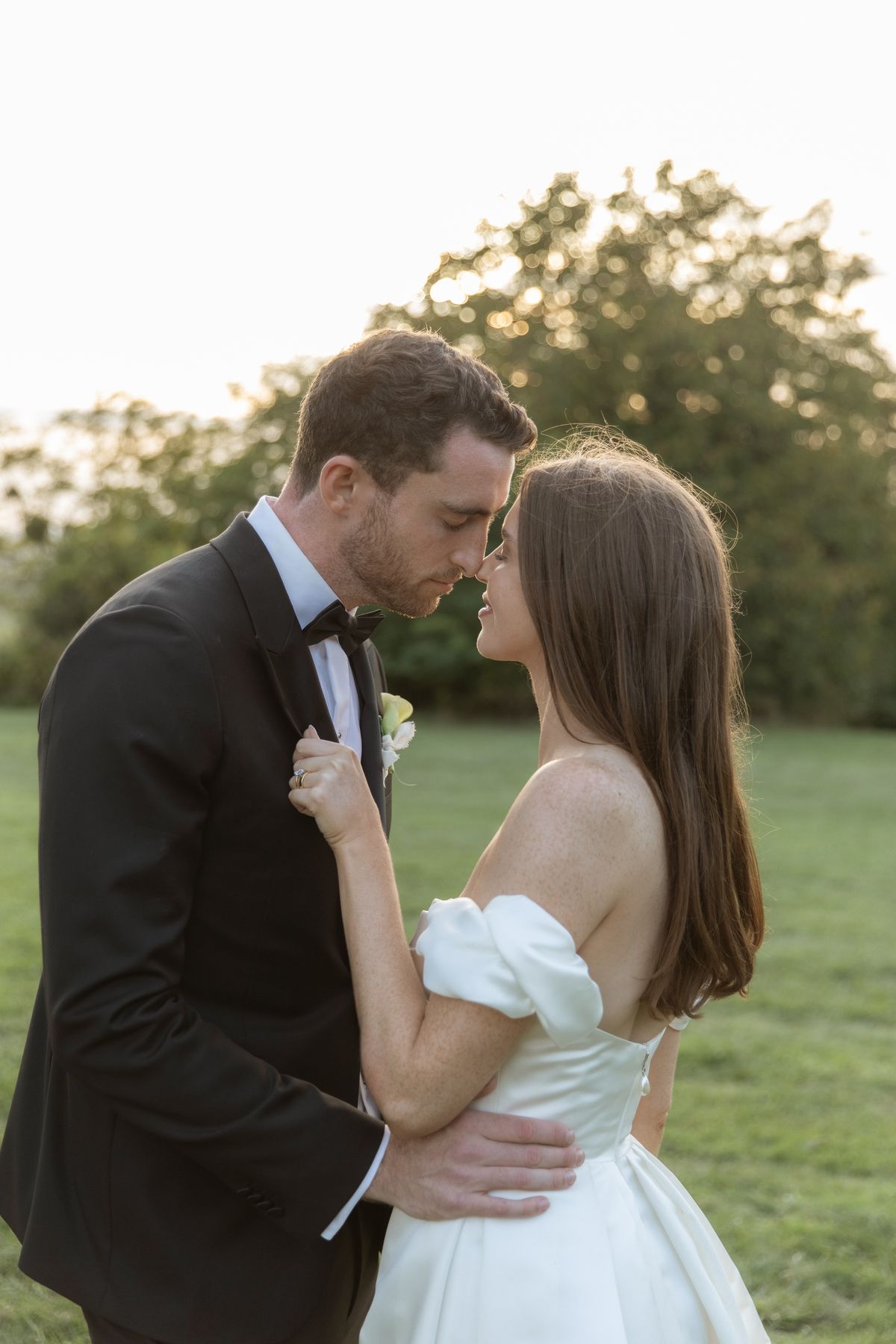 Forehead-touch golden hour portrait at Chateau Gassies, Nouvelle-Aquitaine