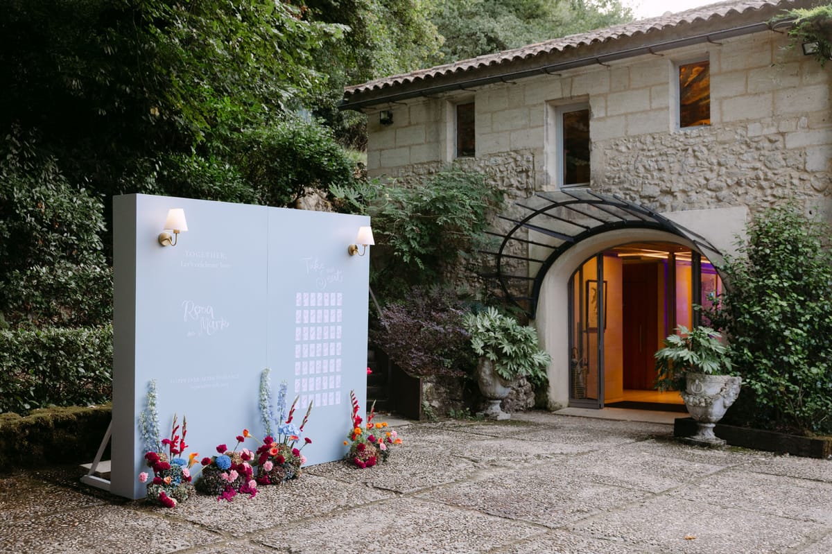 The Tuscan-style château and gardens of Domaine de Perrotin in the Dordogne, Nouvelle-Aquitaine, the setting for Rooa and Mark's wedding