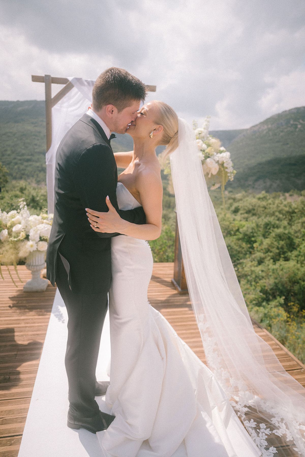 Wedding ceremony with peonies
