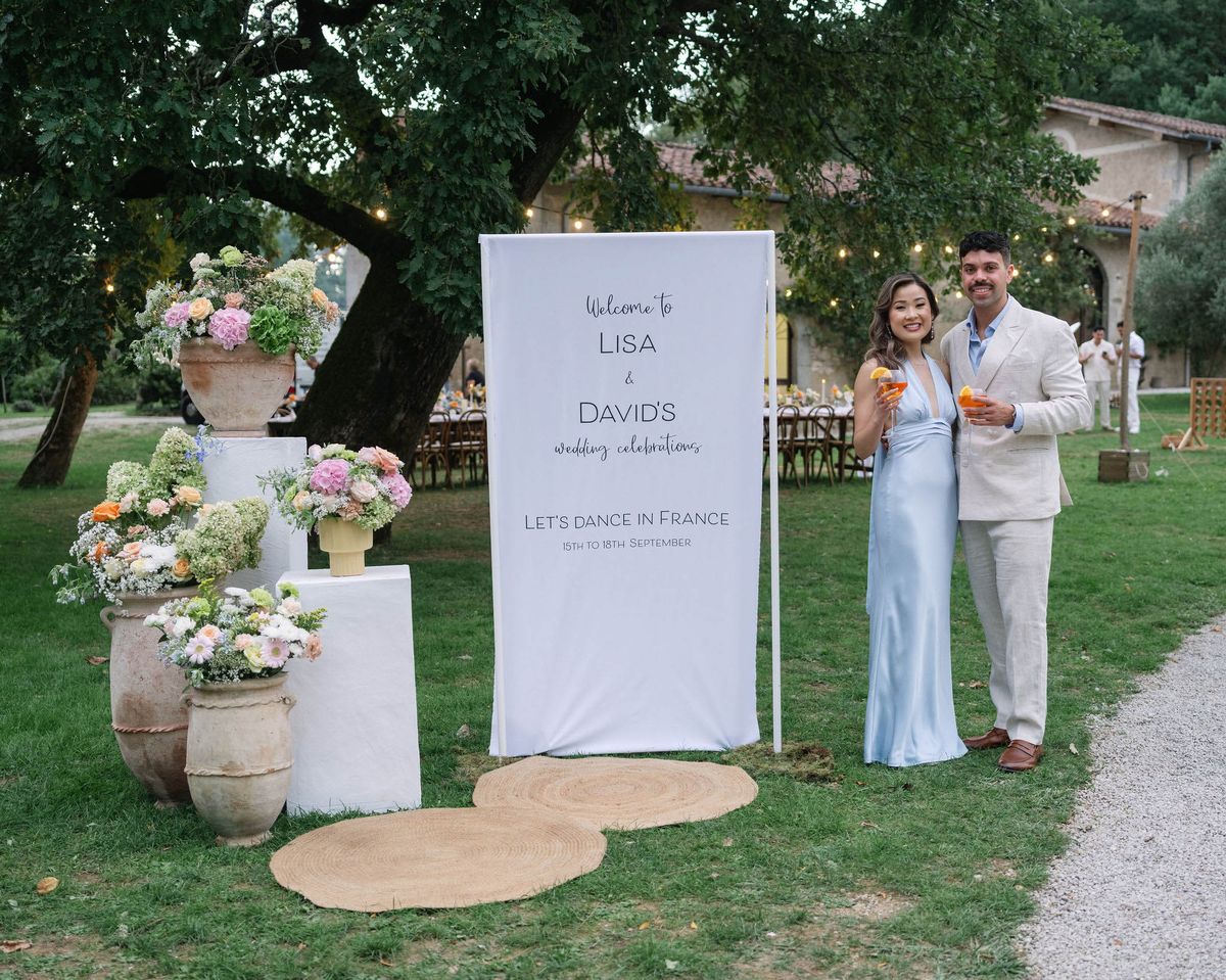 Couple Portraits at Domaine le Castelet welcome dinner — Lisa and David