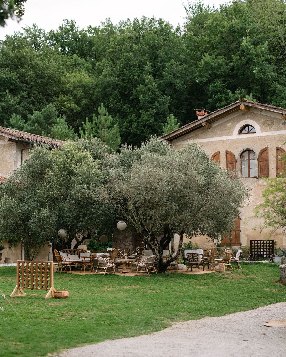 Reception at Domaine le Castelet welcome dinner — Lisa and David