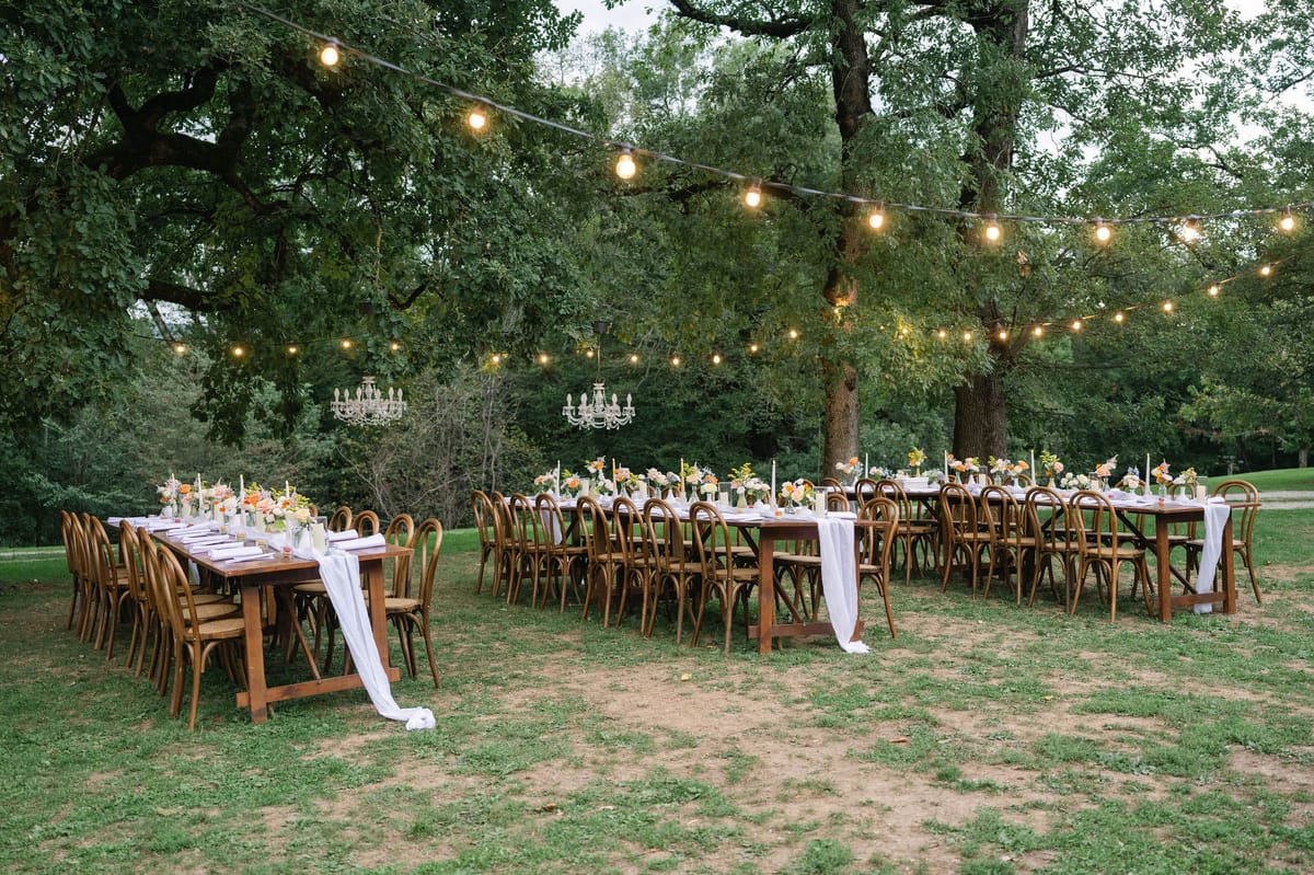 Reception at Domaine le Castelet welcome dinner — Lisa and David