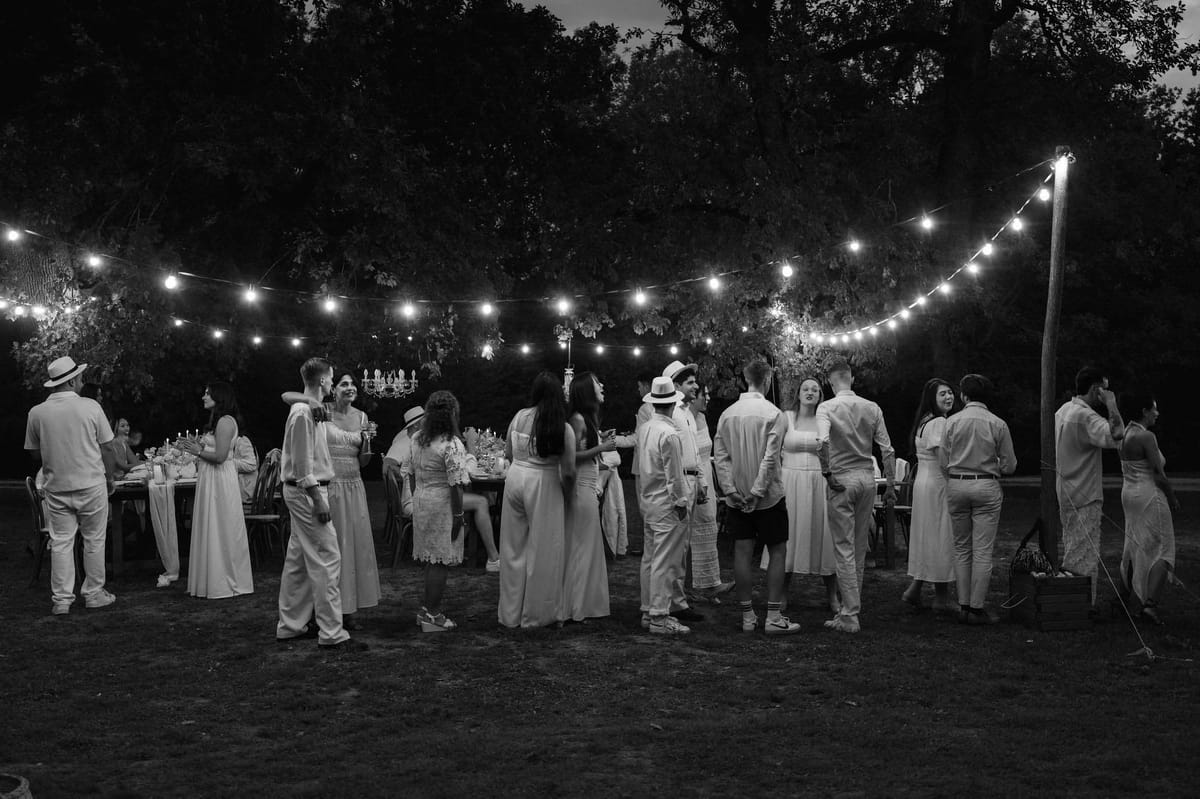 Reception at Domaine le Castelet welcome dinner — Lisa and David