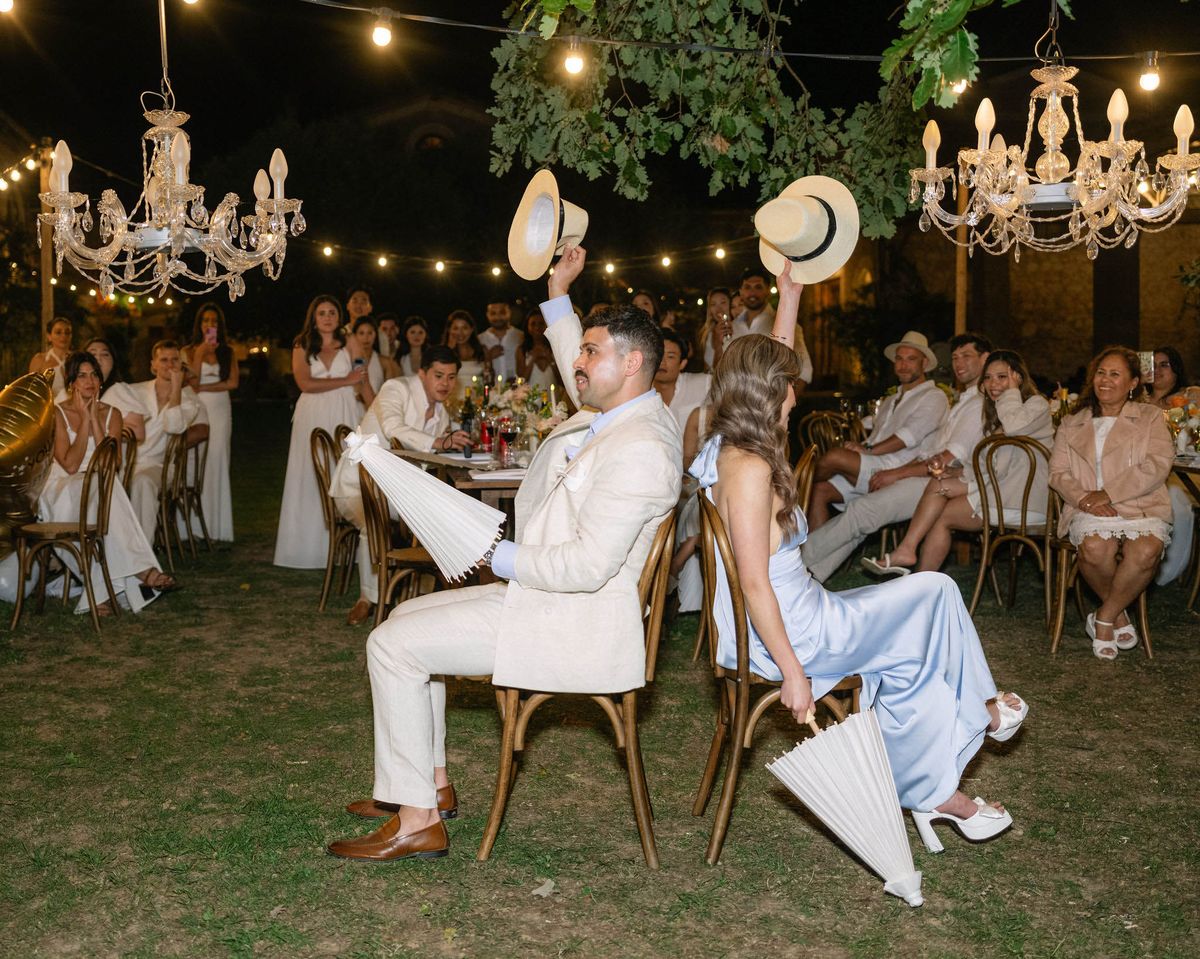 Reception at Domaine le Castelet welcome dinner — Lisa and David