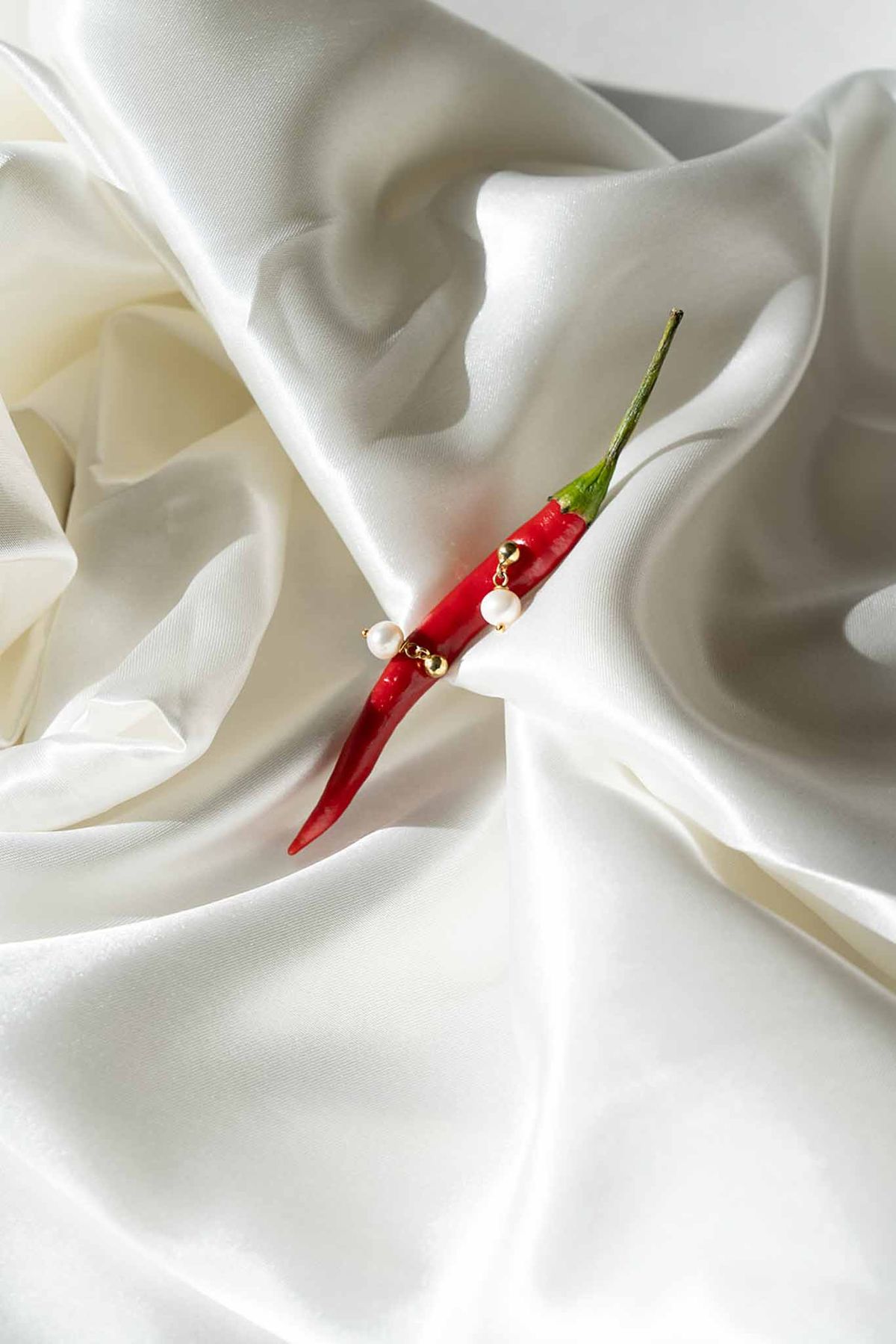 Red chilli spice earrings and accessories detail shot