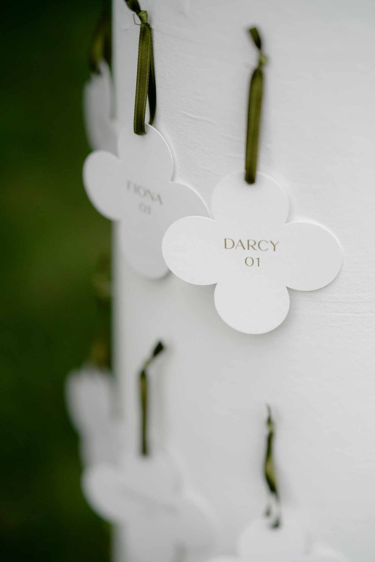 Personalized wedding favour on the reception table