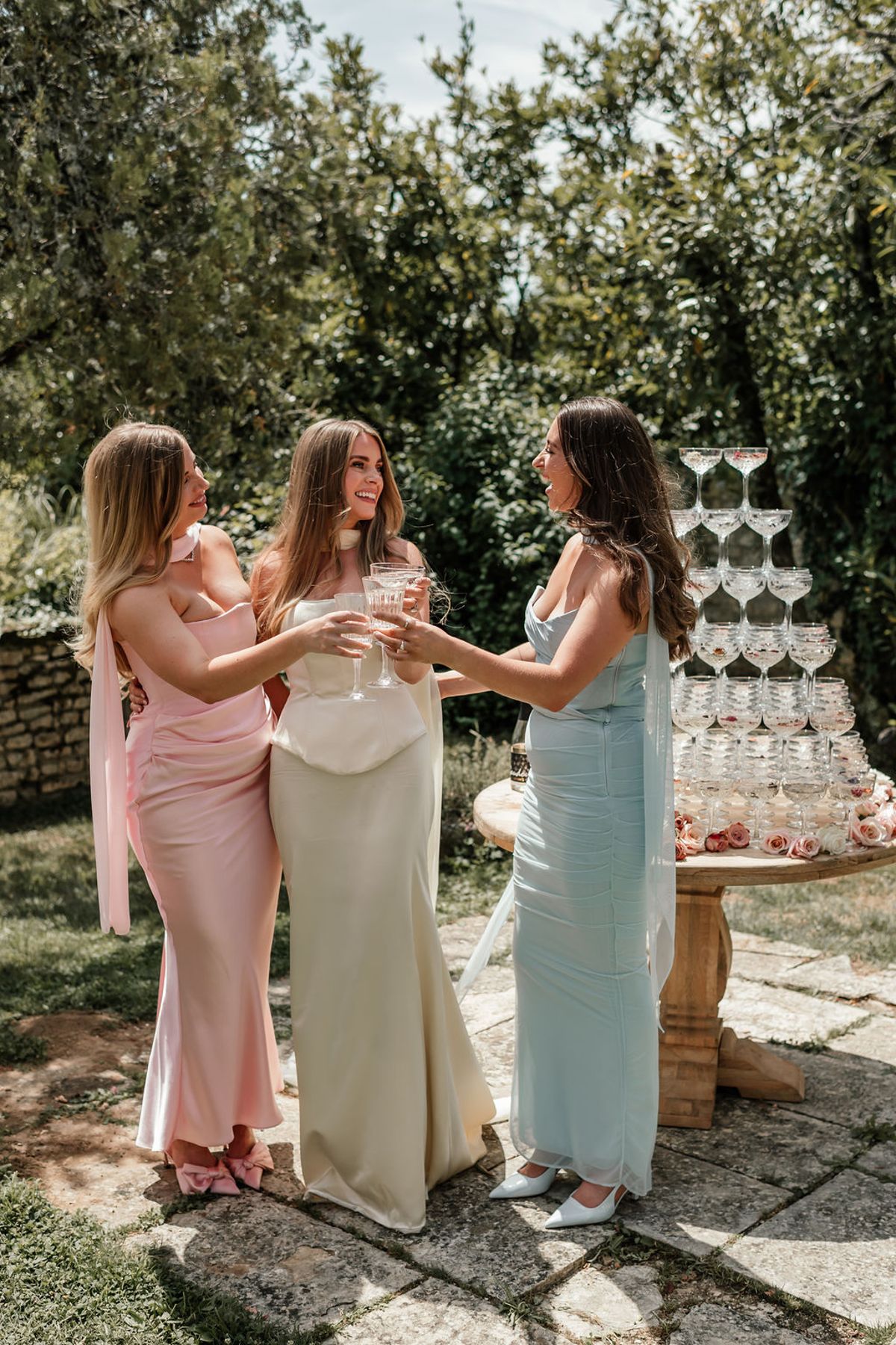Champagne Silk and Burgundy Blooms at Chateau du Raysse, Dordogne