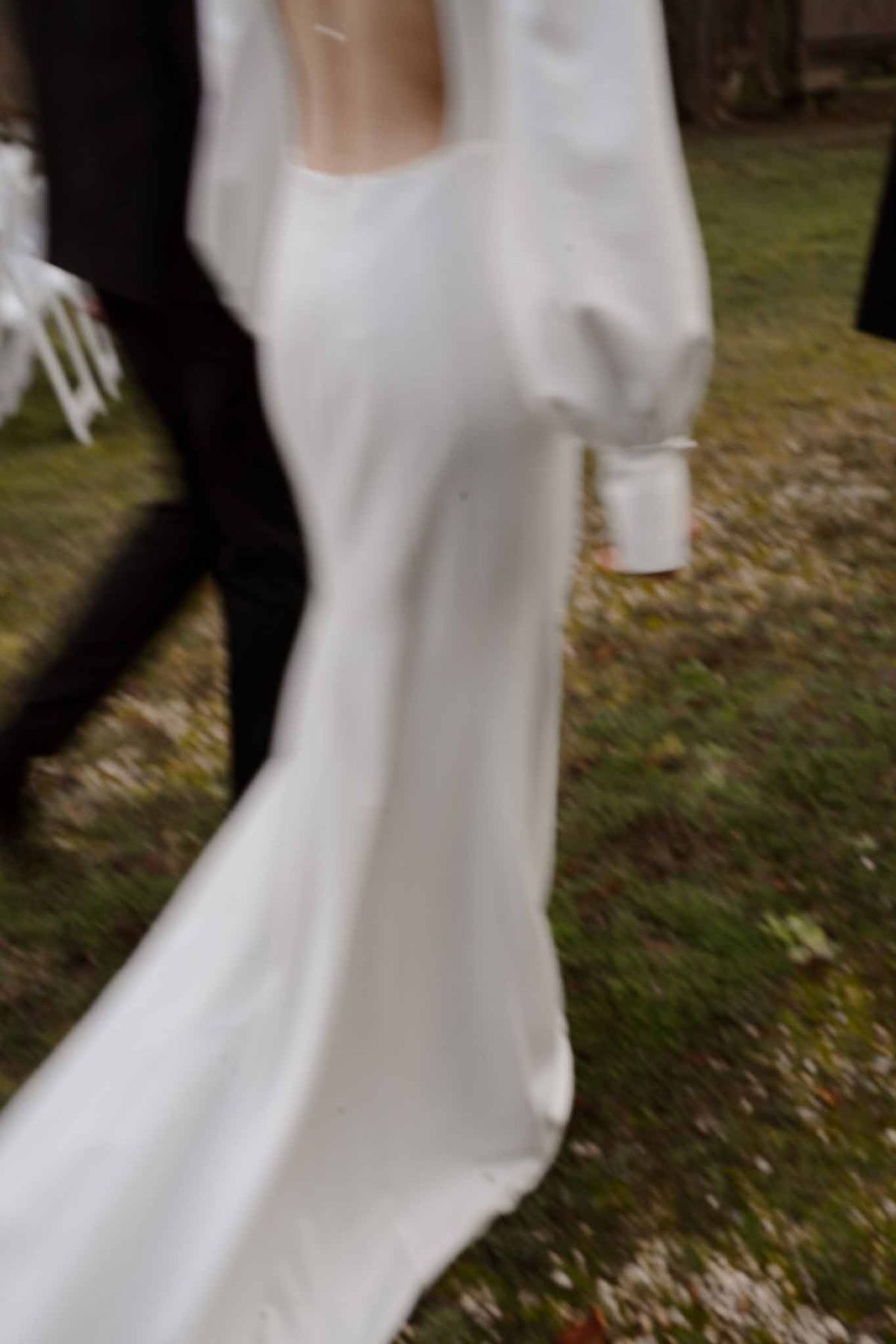Motion blur of couple walking at Chateau d'Hazeville