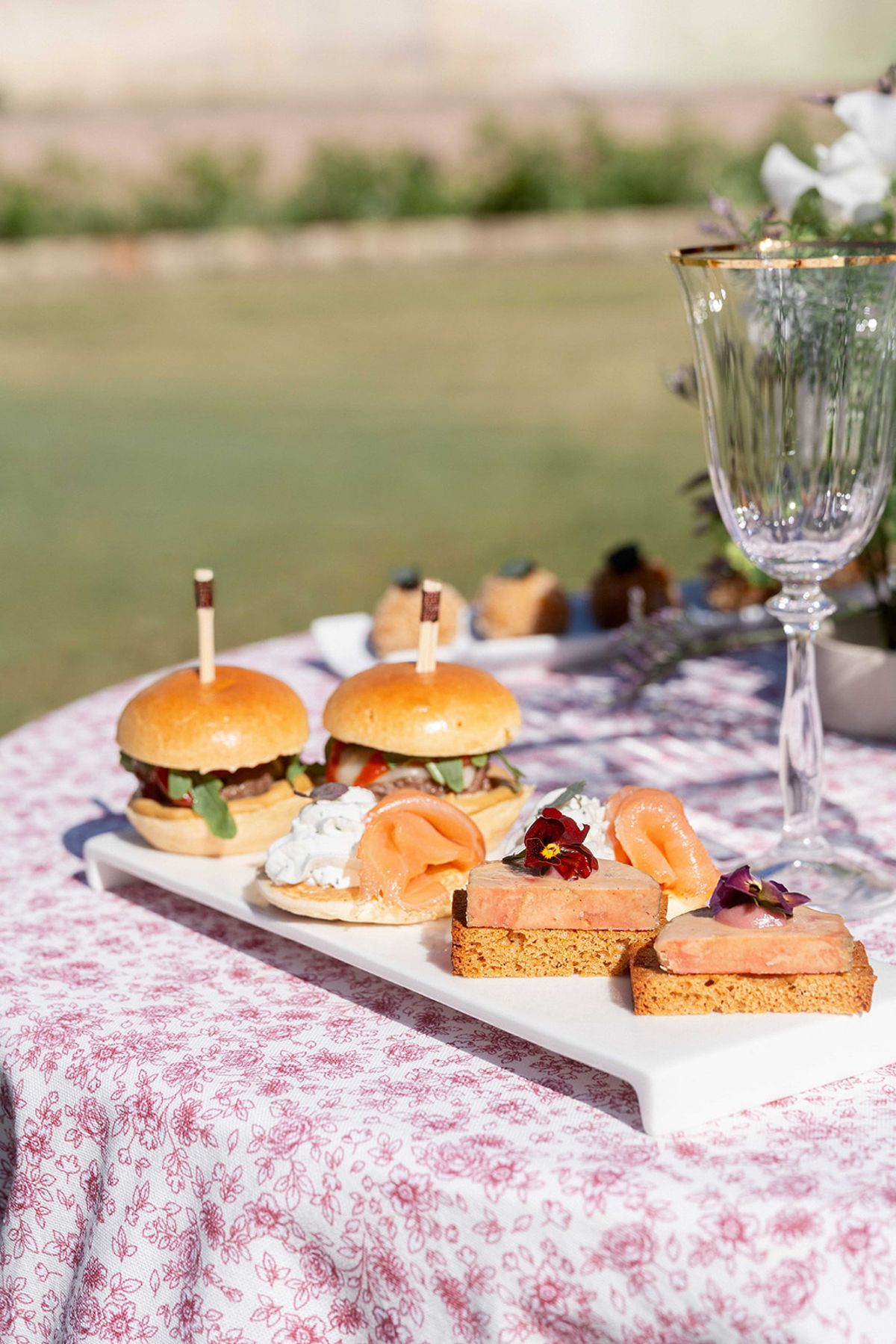 Canapes on a patterned cloth