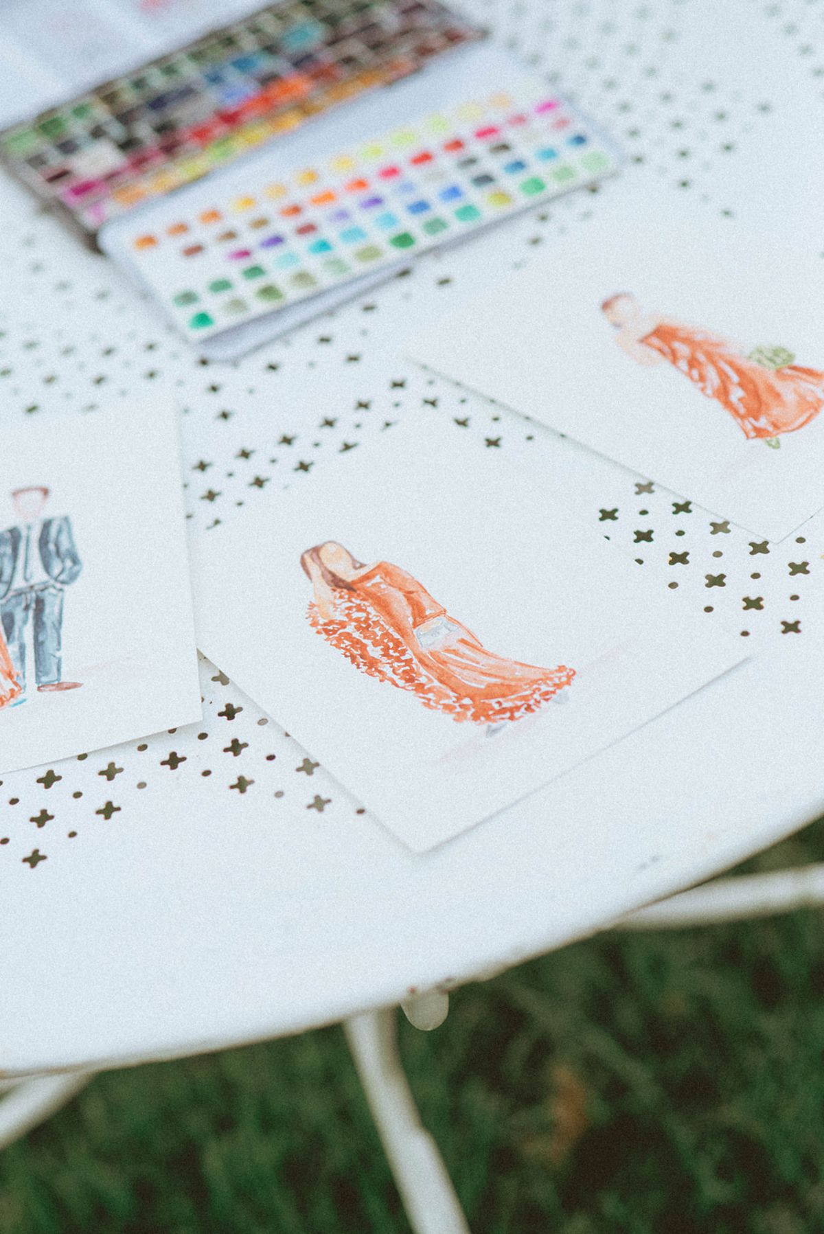 Live painting illustrations at Chateau de Campet reception