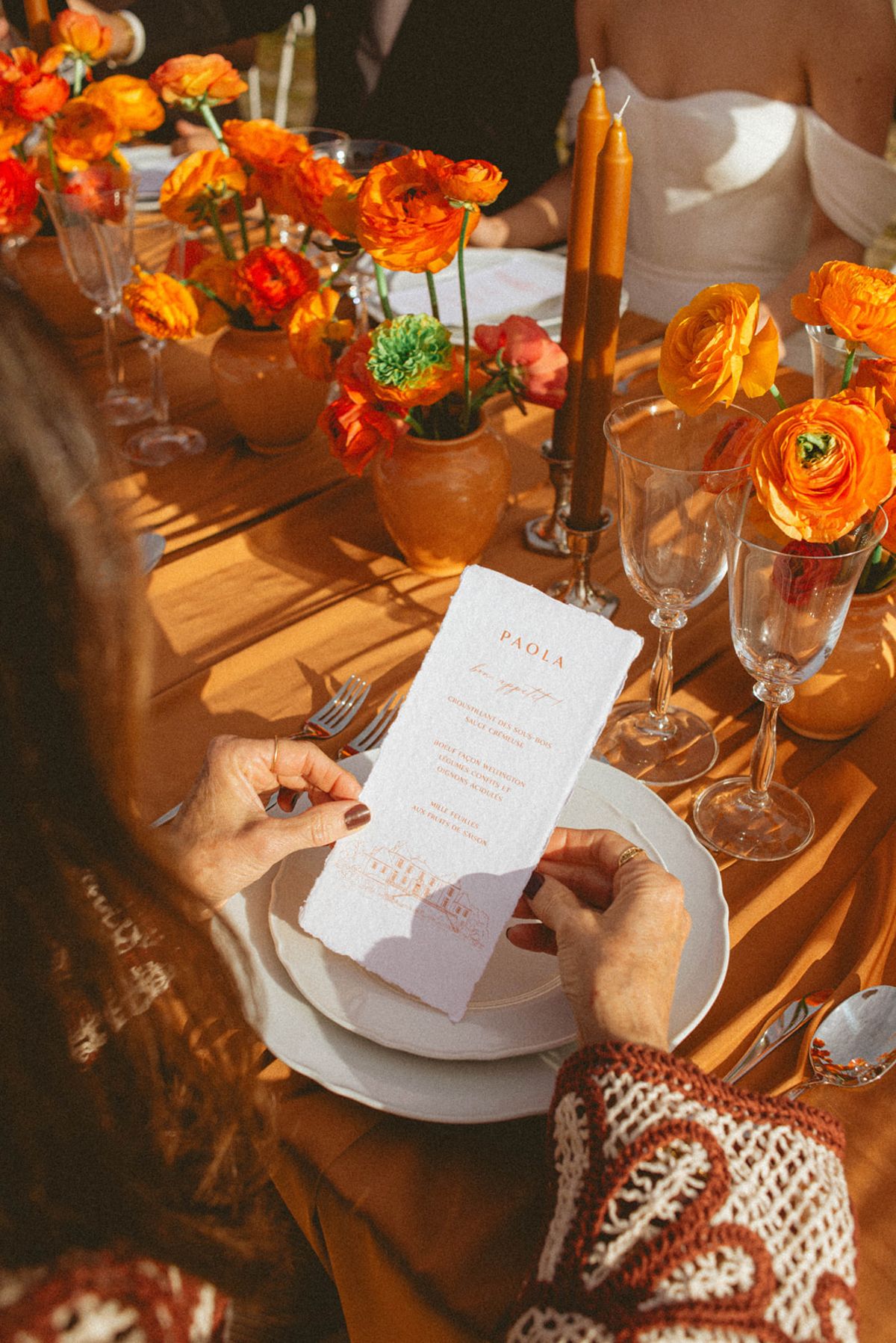 Orange-palette decor detail at Chateau de Campet