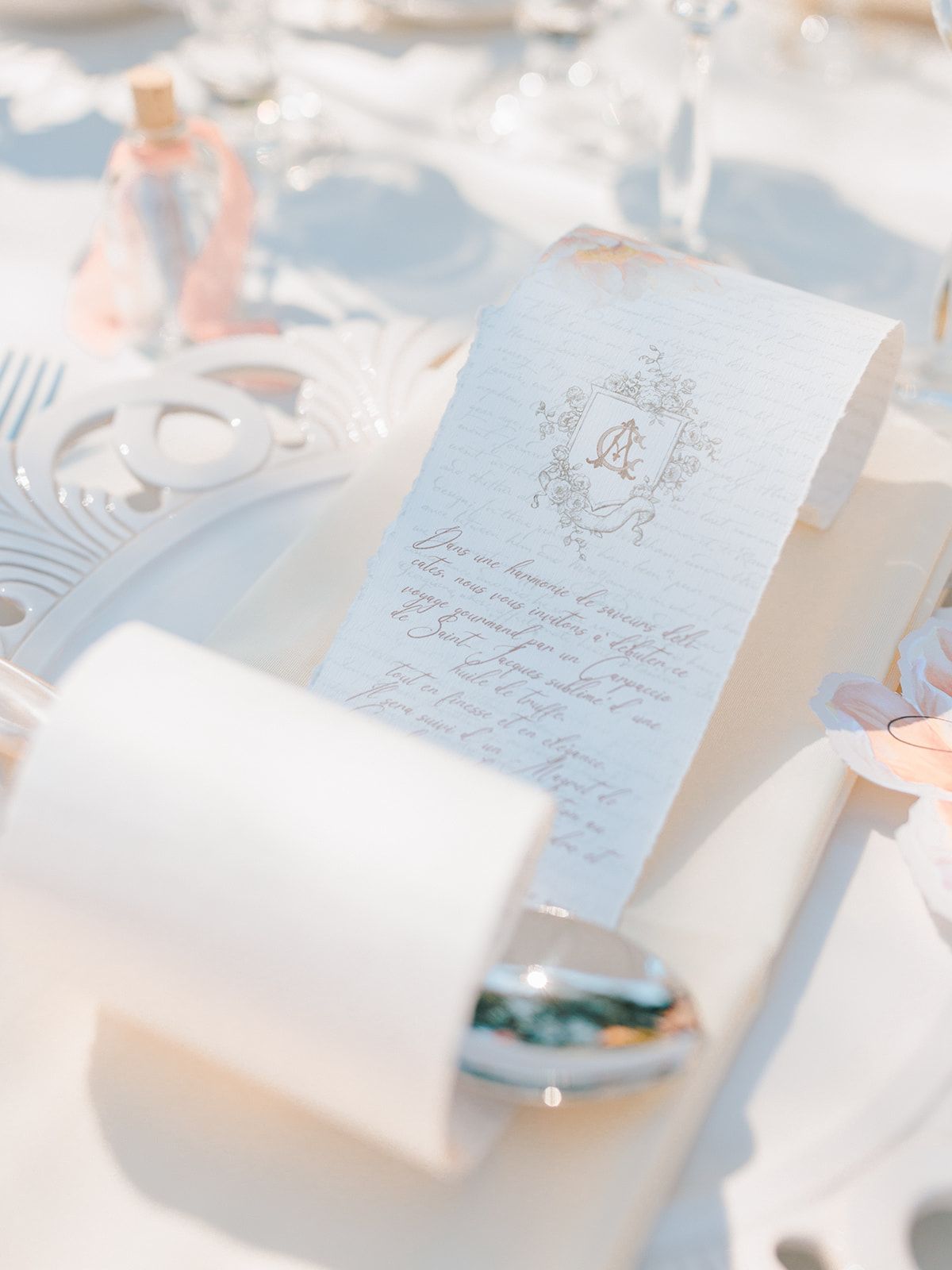 Menu card and place setting detail