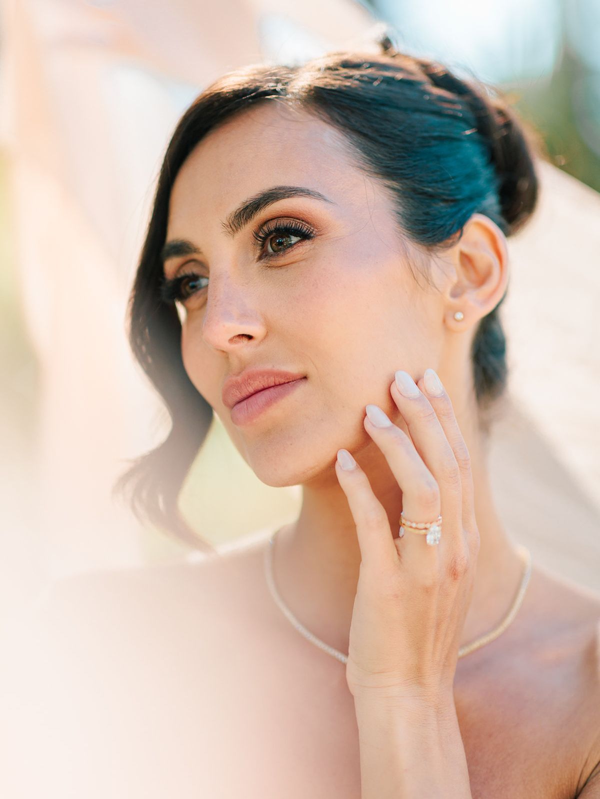Close beauty portrait of the bride