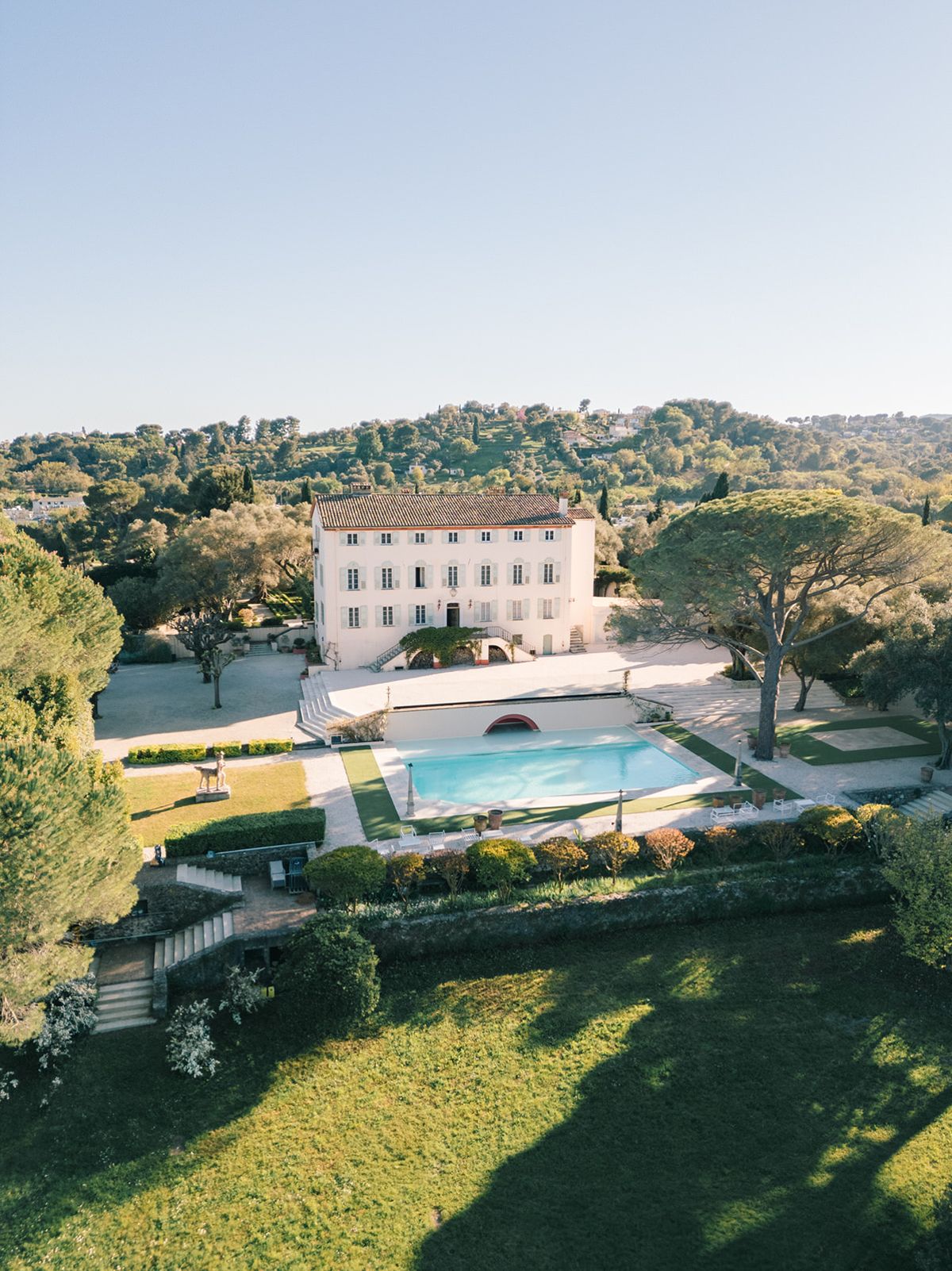 Aerial view of Bastide du Roy and its gardens on the French Riviera