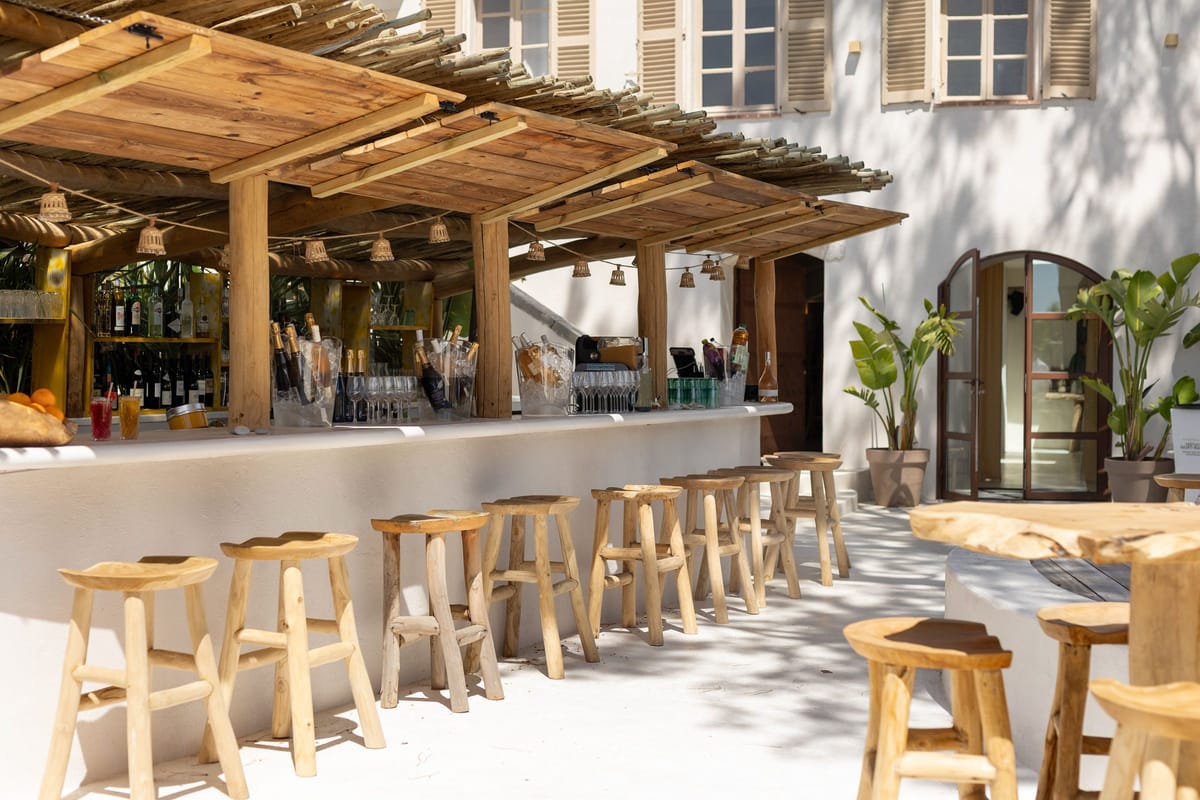 The main terrace bar beneath the pergola