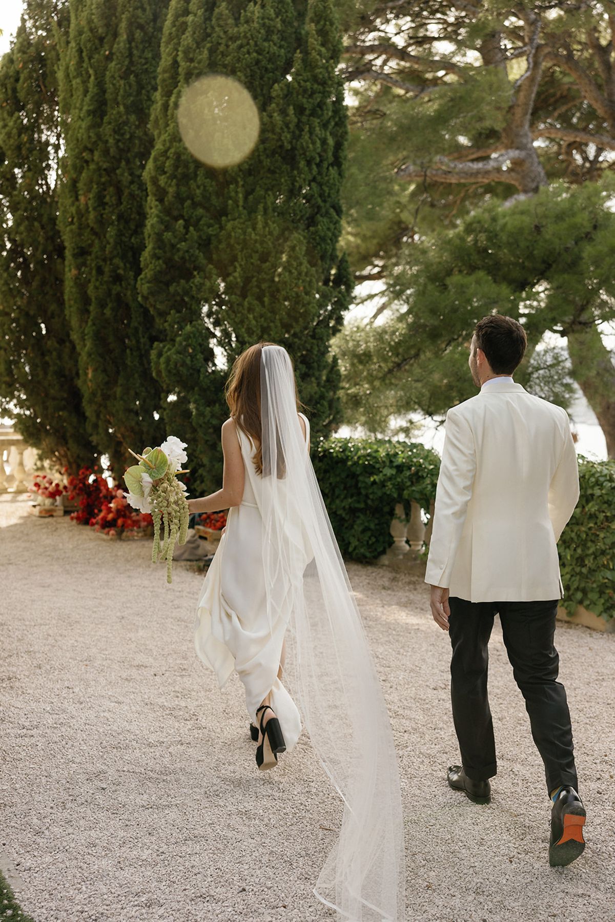 Bella and Jonny on the terraces overlooking the Mediterranean at Domaine de Canaille, Cassis