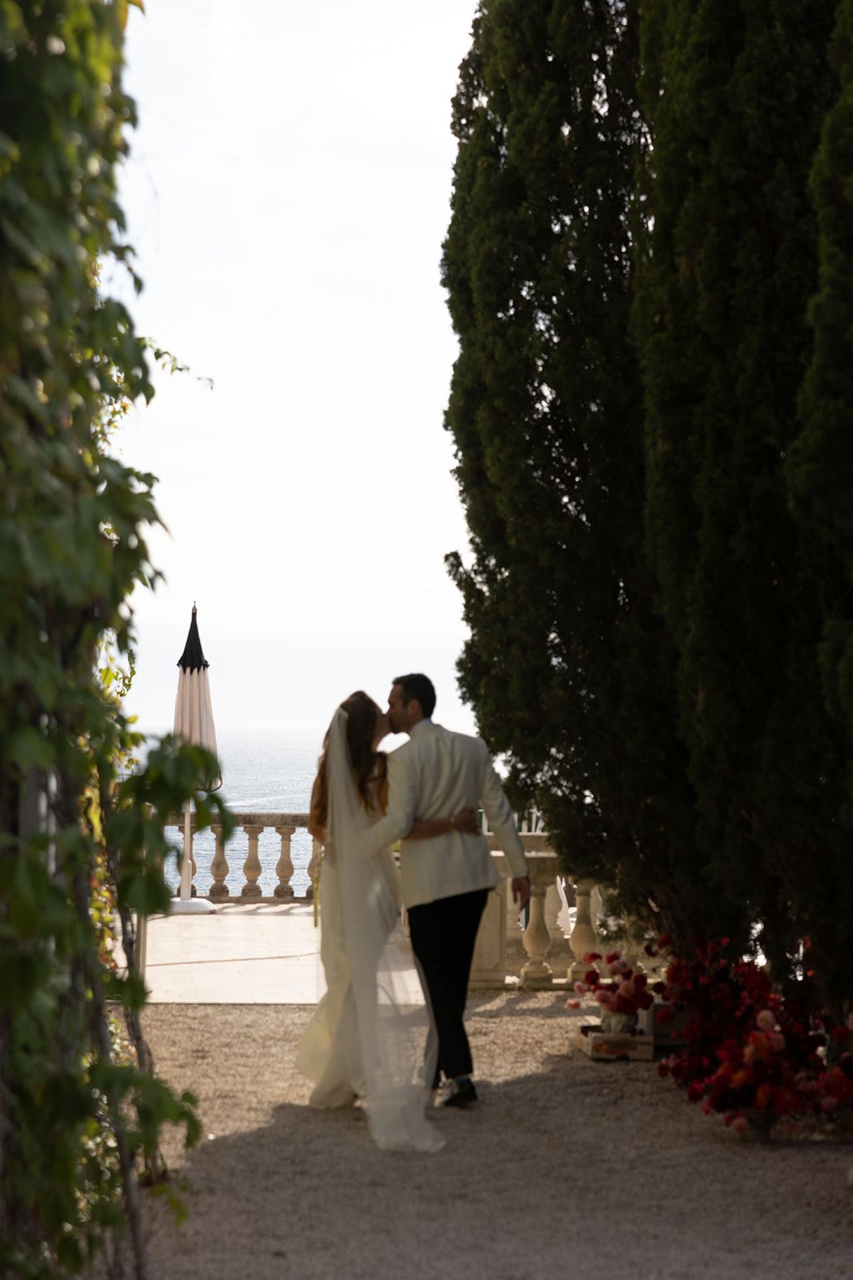 Bella and Jonny on the terraces overlooking the Mediterranean at Domaine de Canaille, Cassis