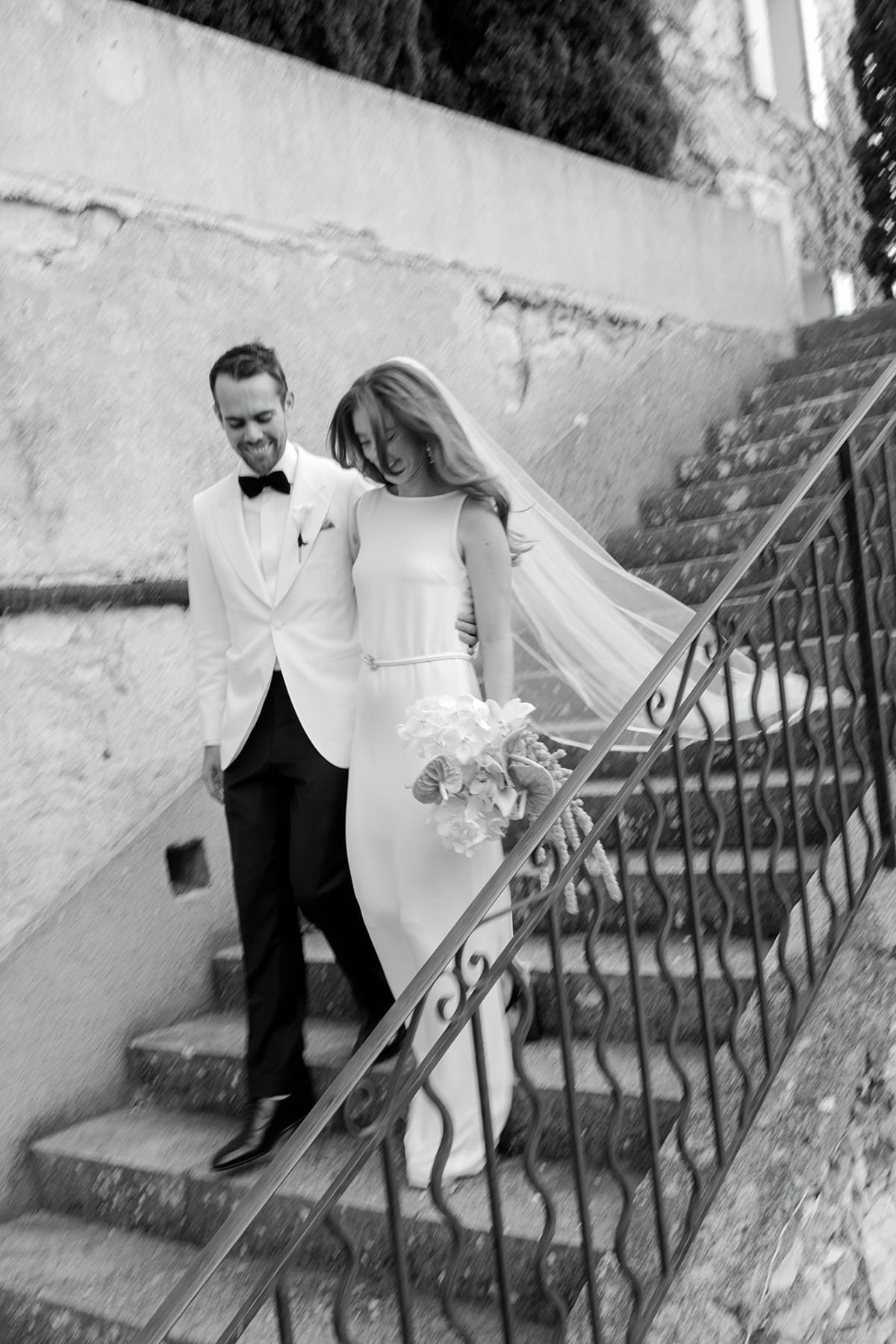 Bella and Jonny on the terraces overlooking the Mediterranean at Domaine de Canaille, Cassis