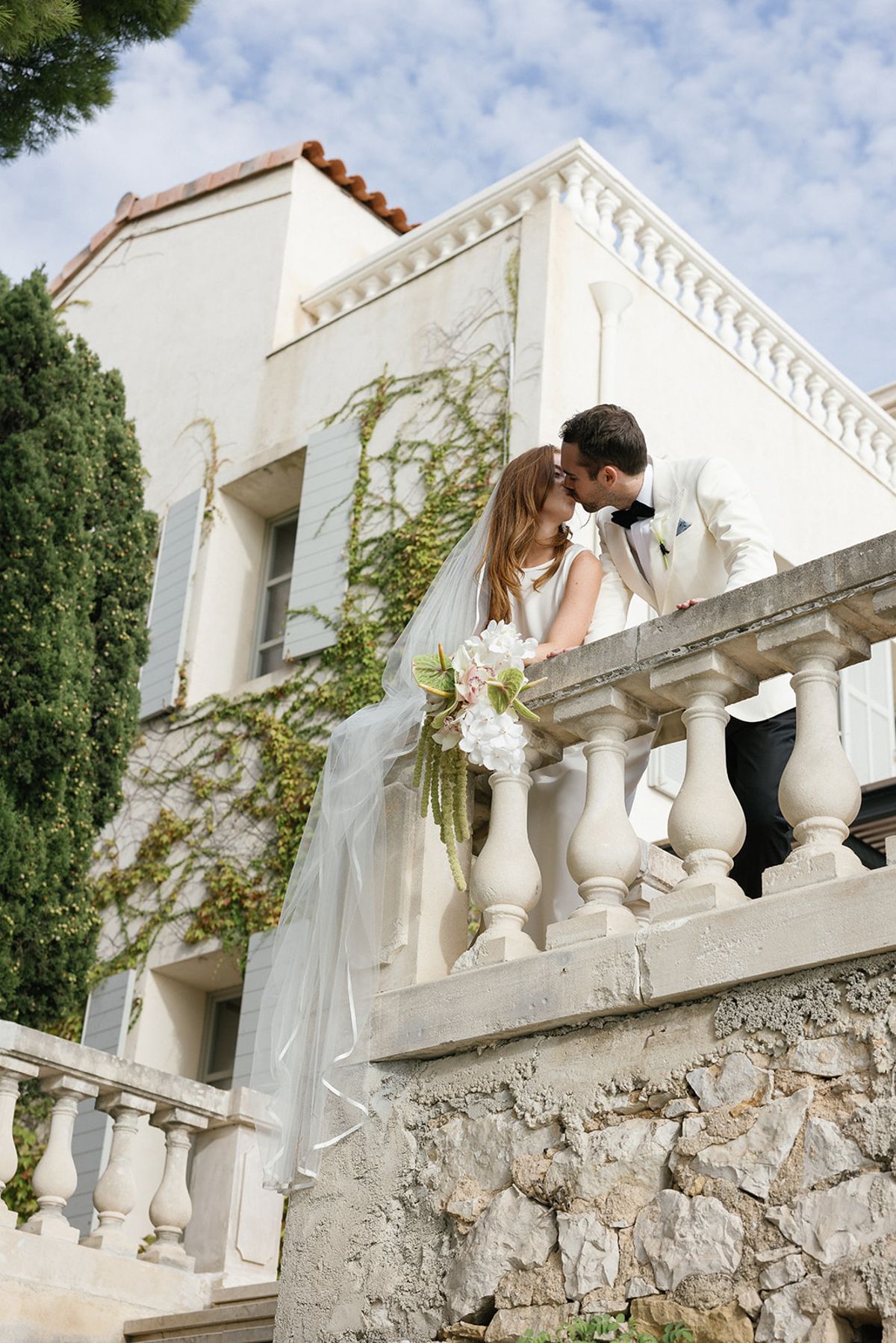 Bella and Jonny on the terraces overlooking the Mediterranean at Domaine de Canaille, Cassis
