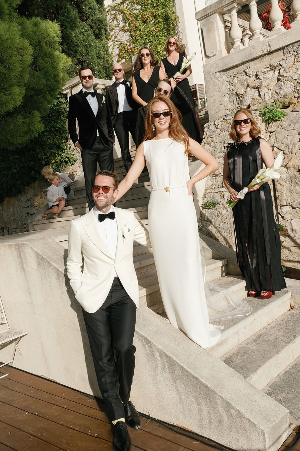 Bella and Jonny on the terraces overlooking the Mediterranean at Domaine de Canaille, Cassis
