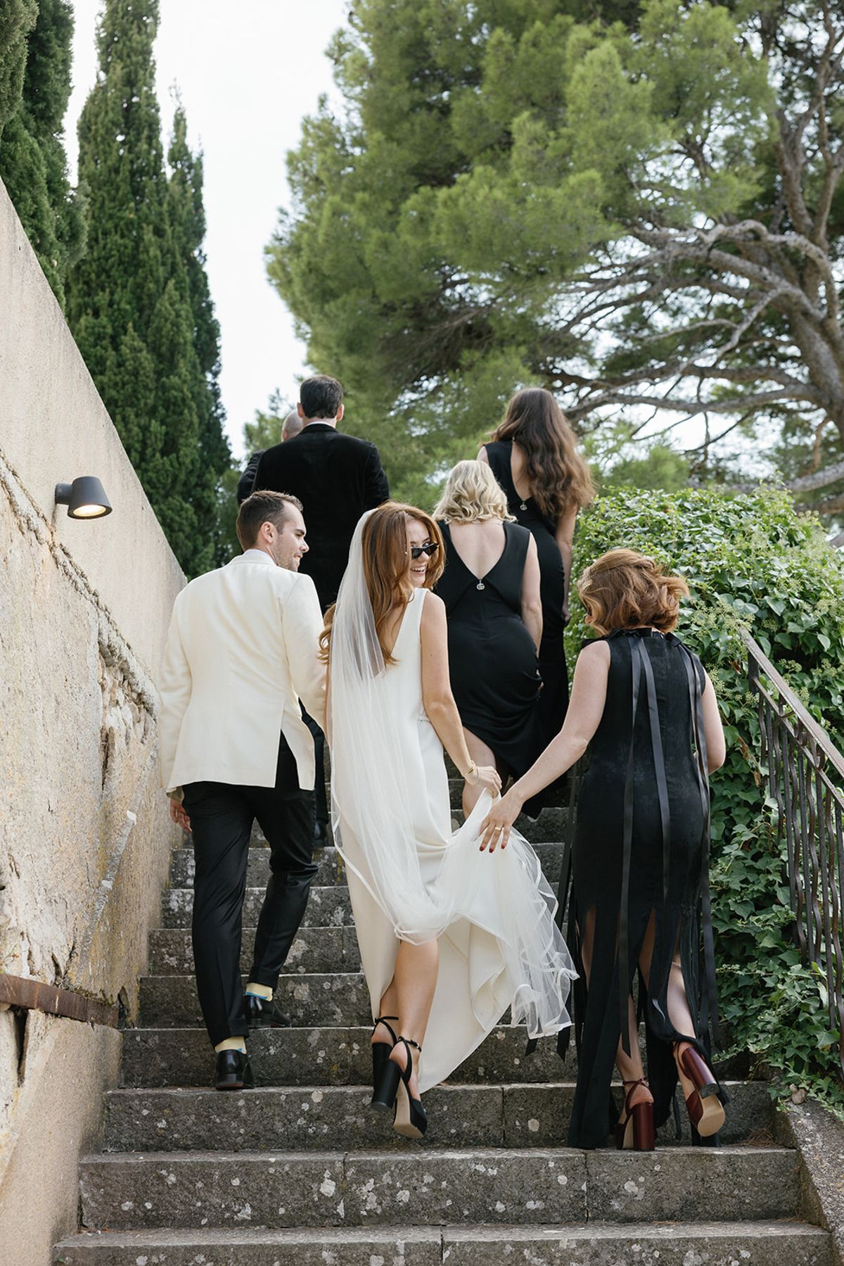 Bella and Jonny on the terraces overlooking the Mediterranean at Domaine de Canaille, Cassis